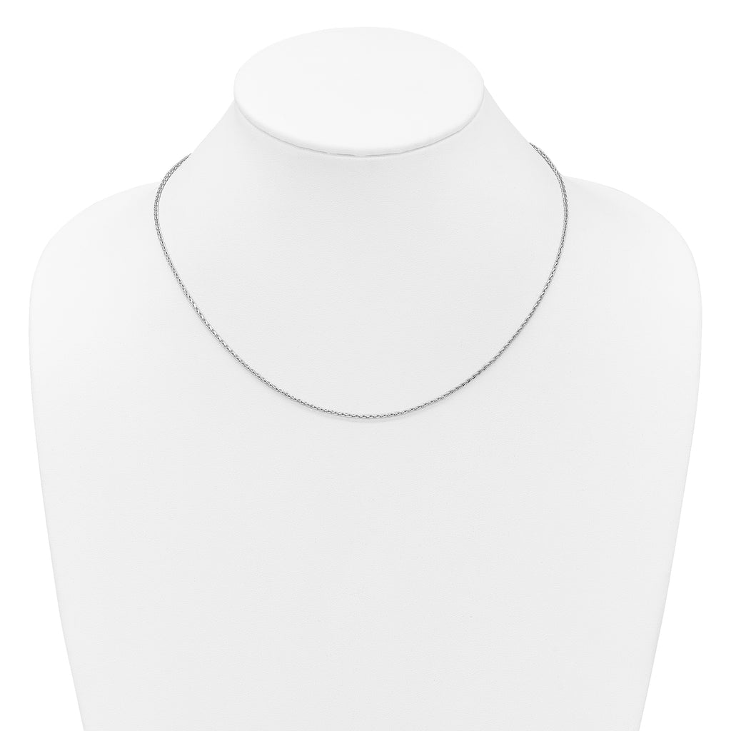 Sterling Silver RH-plt 1.6mm D/C Spiga 1in+1in Adjustable Chain
