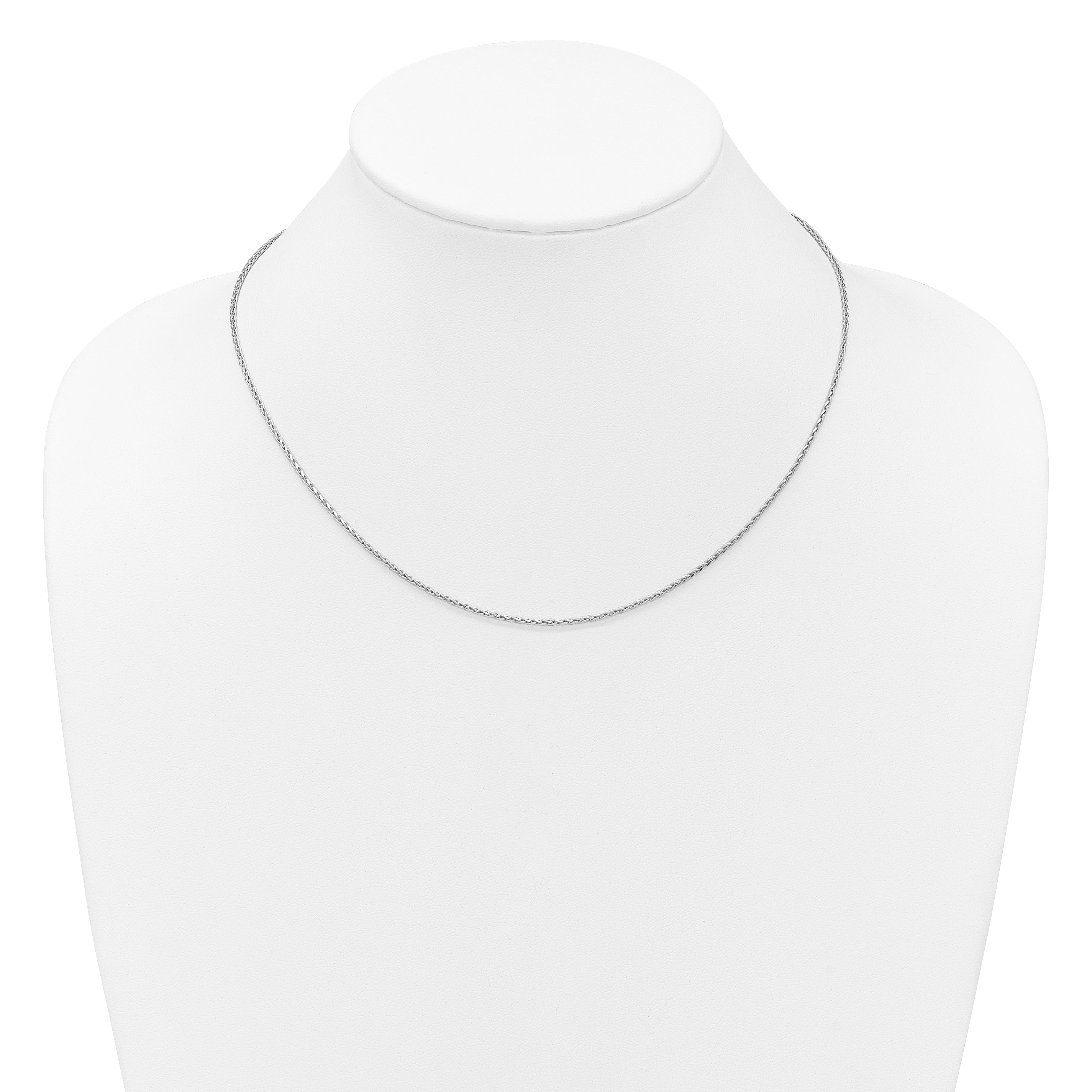 Sterling Silver RH-plt 1.6mm D/C Spiga 1in+1in Adjustable Chain