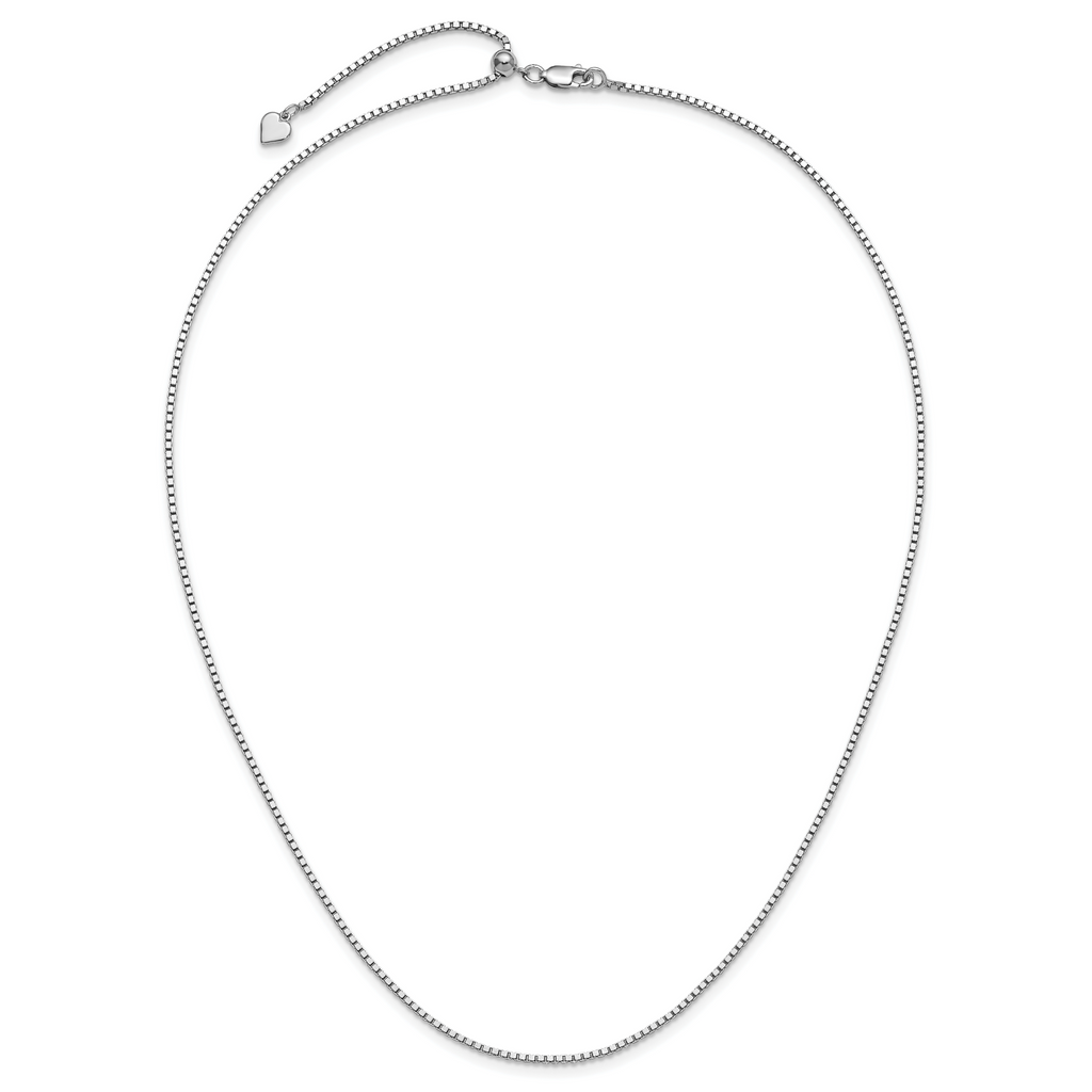Sterling Silver RH-plated Adjustable 1.5mm Box Chain