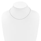 Sterling Silver RH-plated 1.45mm Figaro 1in+1in Adjustable Chain