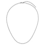 Sterling Silver RH-plated 1.45mm Figaro 1in+1in Adjustable Chain
