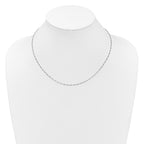 Sterling Silver RH-plated 1.45mm Figaro 1in+1in Adjustable Chain