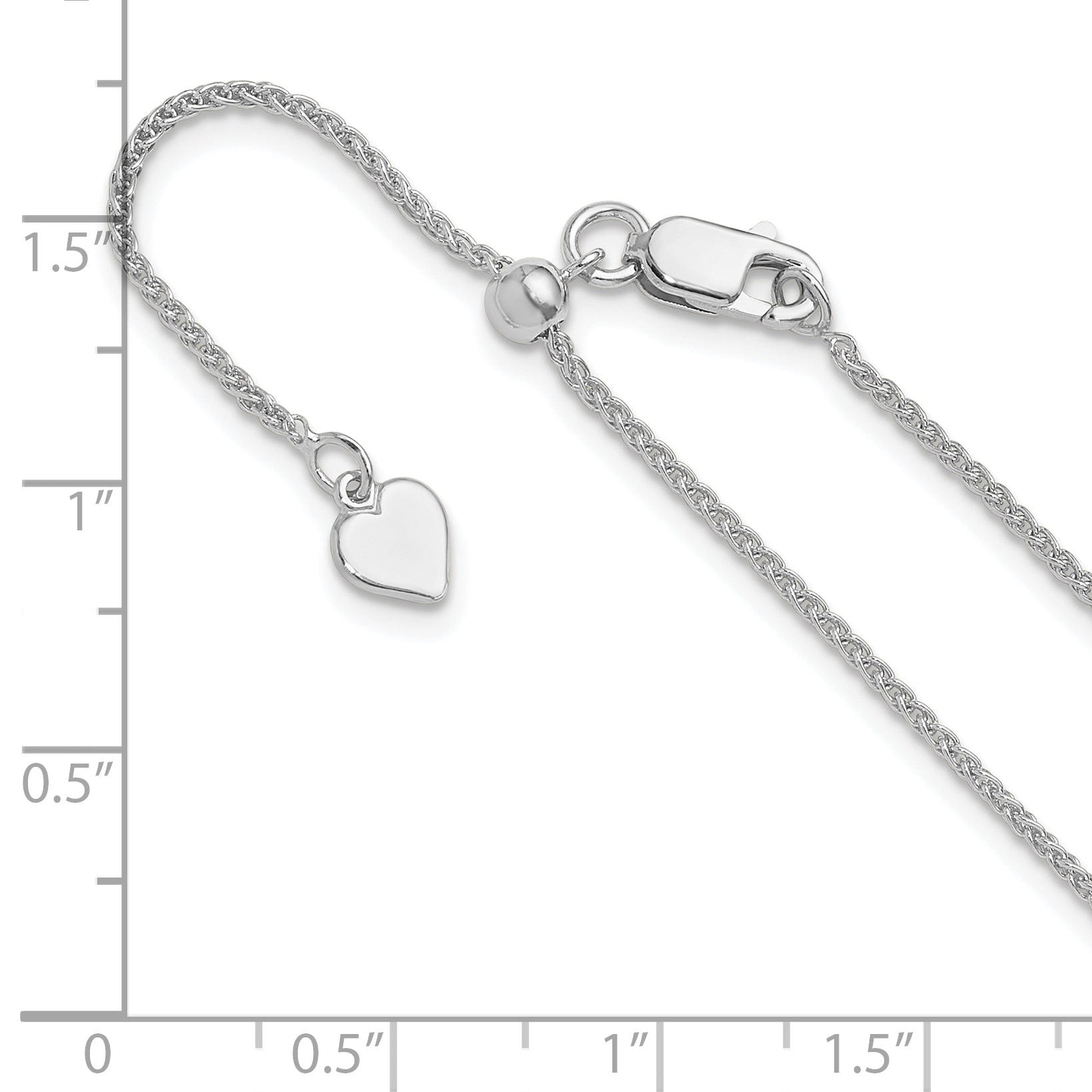 Sterling Silver RH-plated Adjustable 1.3mm Spiga Chain