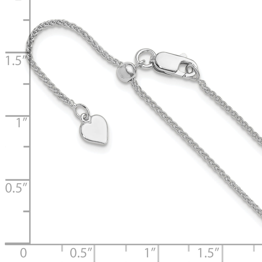Sterling Silver RH-plated Adjustable 1.3mm Spiga Chain
