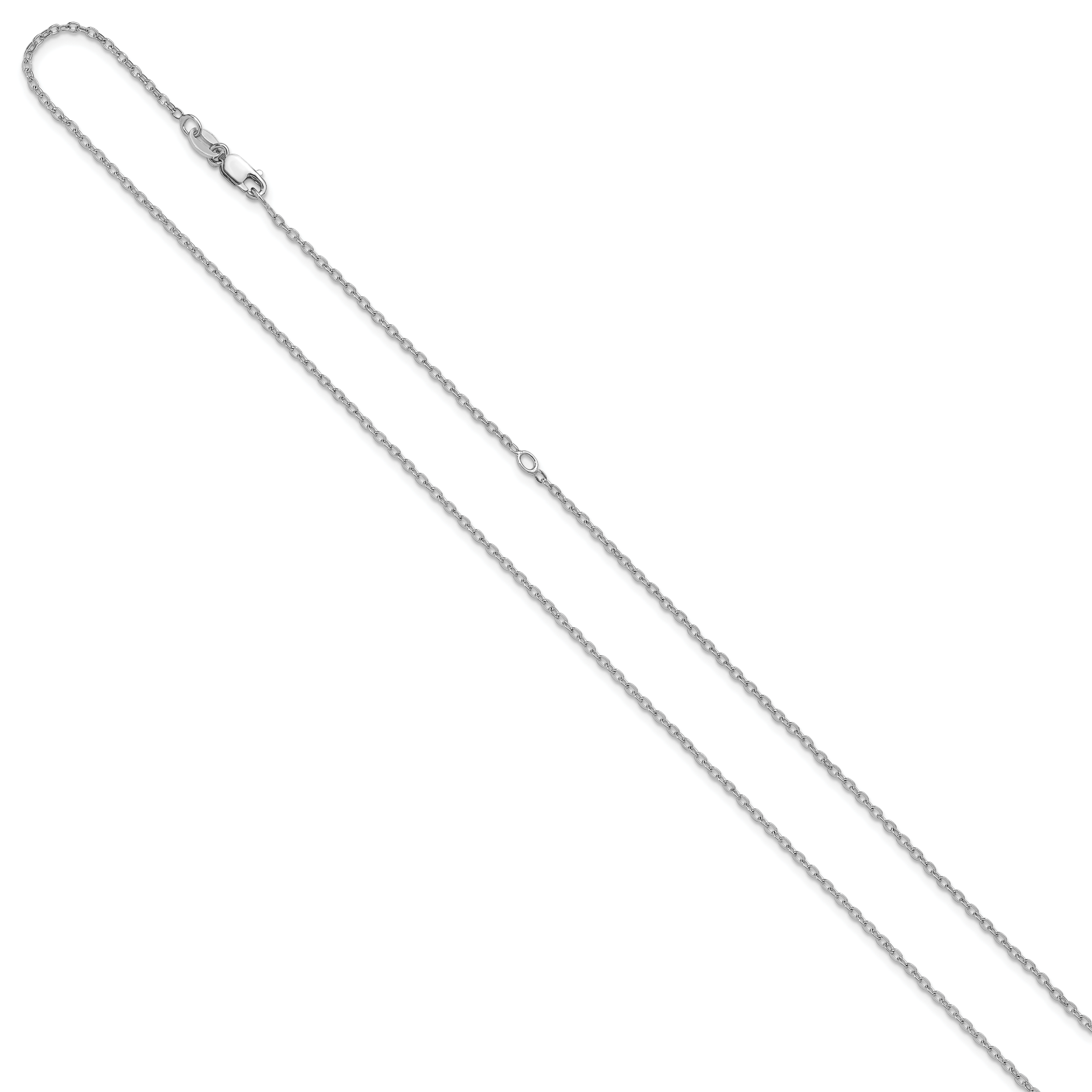 Sterling Silver RH-plated 1.2mm Cable 16in w/2in ext. Chain