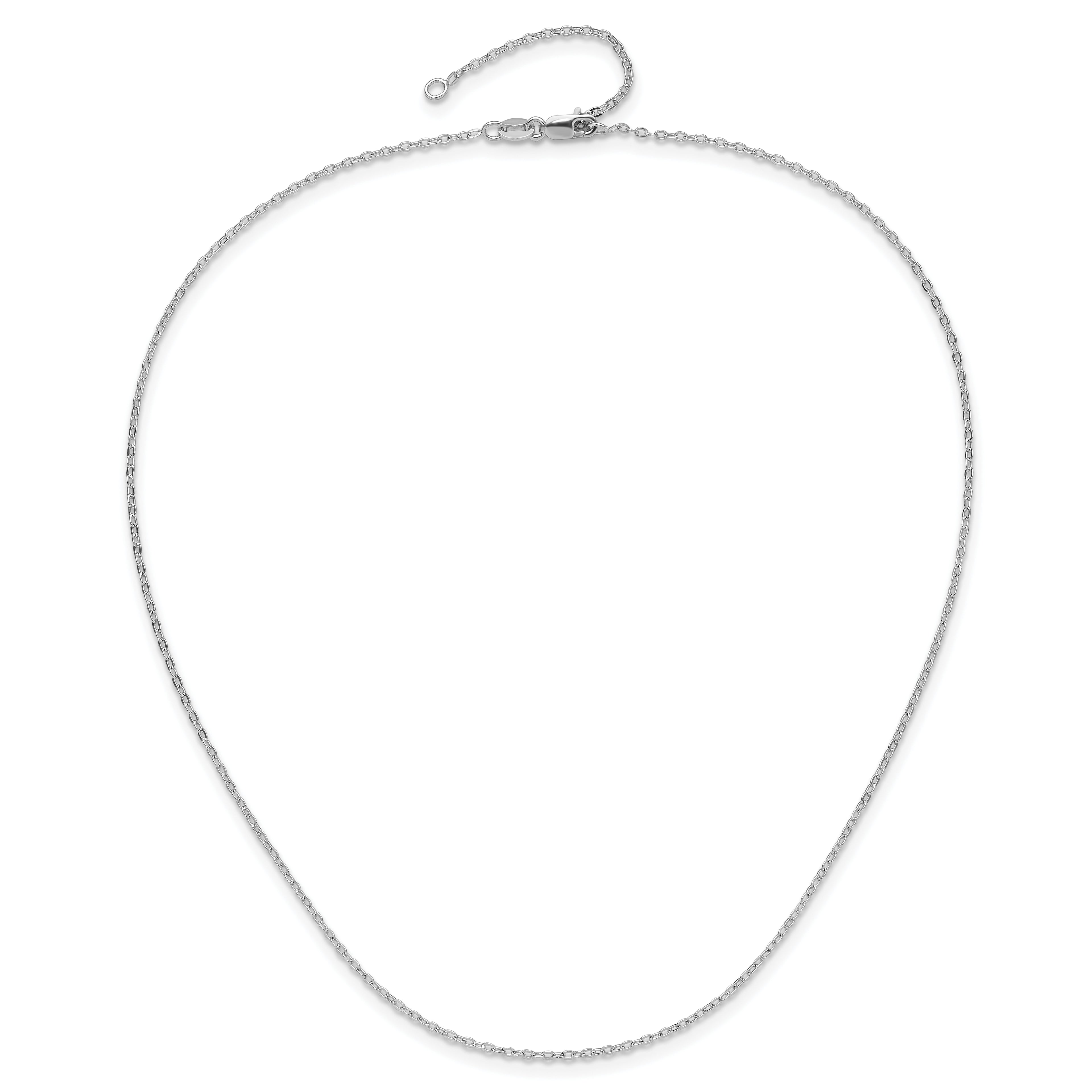 Sterling Silver RH-plated 1.2mm Cable 16in w/2in ext. Chain