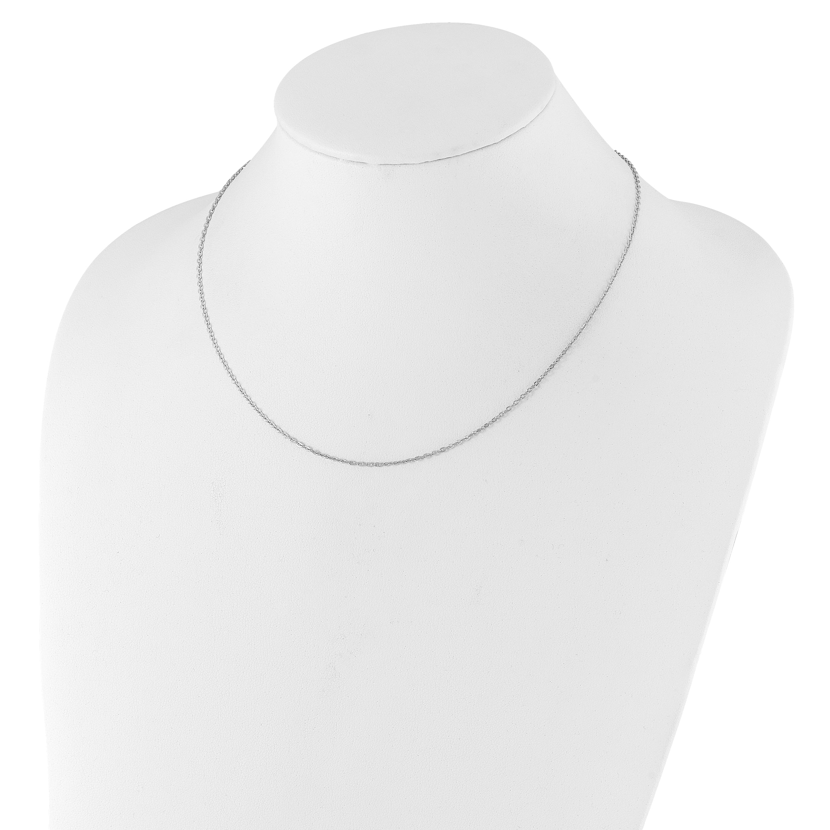 Sterling Silver RH-plated 1.2mm Cable 16in w/2in ext. Chain
