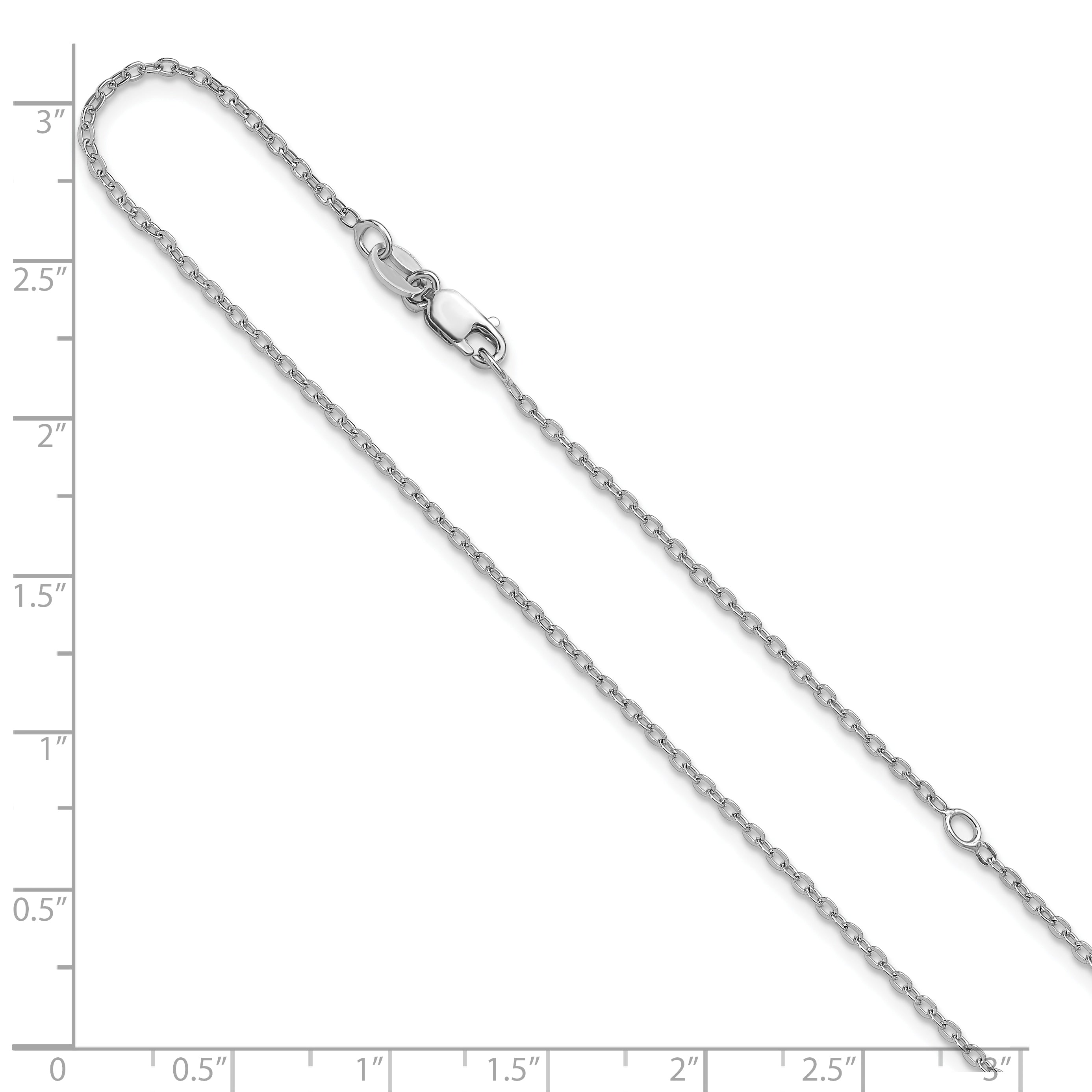 Sterling Silver RH-plated 1.2mm Cable 16in w/2in ext. Chain