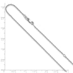 Sterling Silver RH-plated 1.2mm Cable 16in w/2in ext. Chain