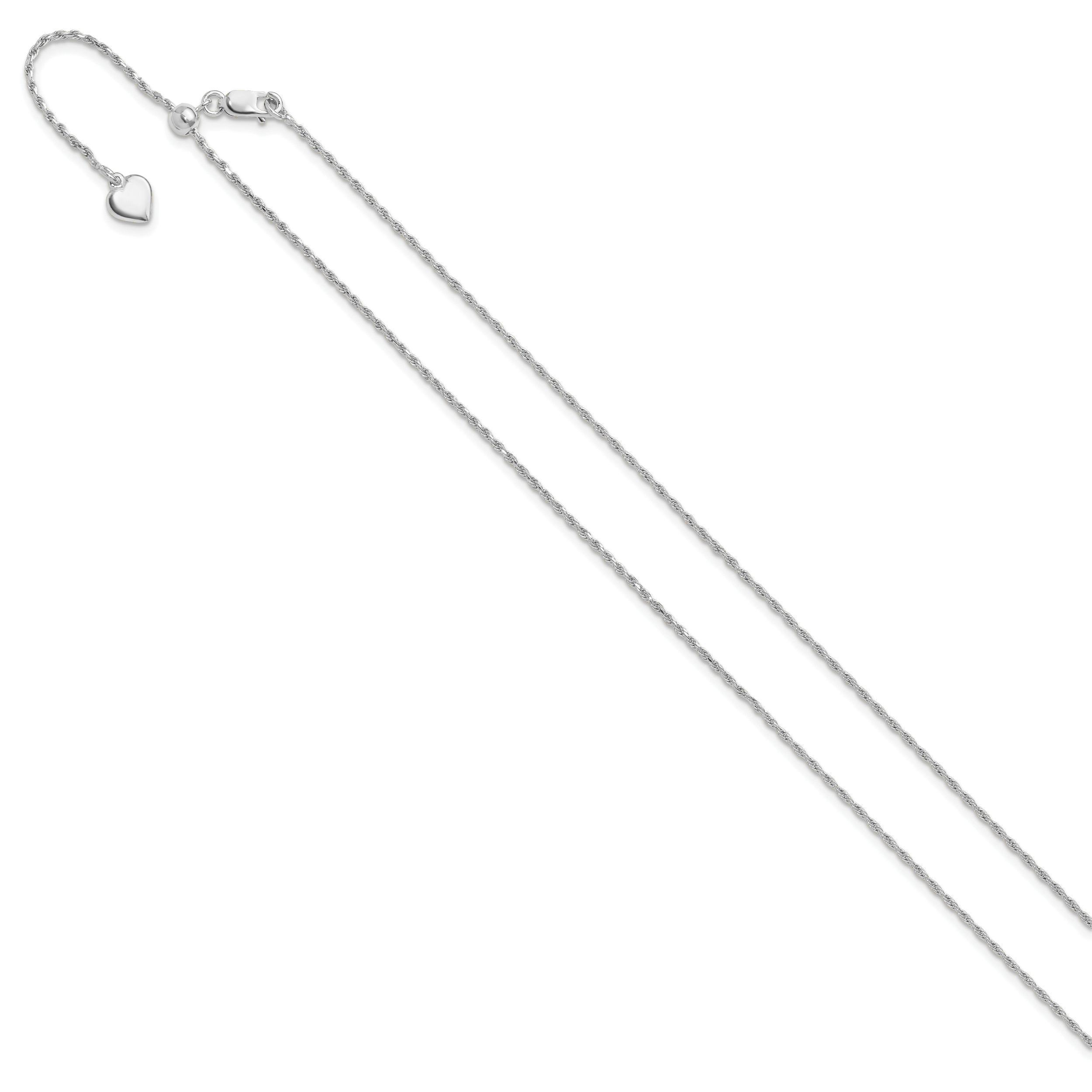 Sterling Silver RH-plated Adjustable 1.2mm D/C Rope Chain