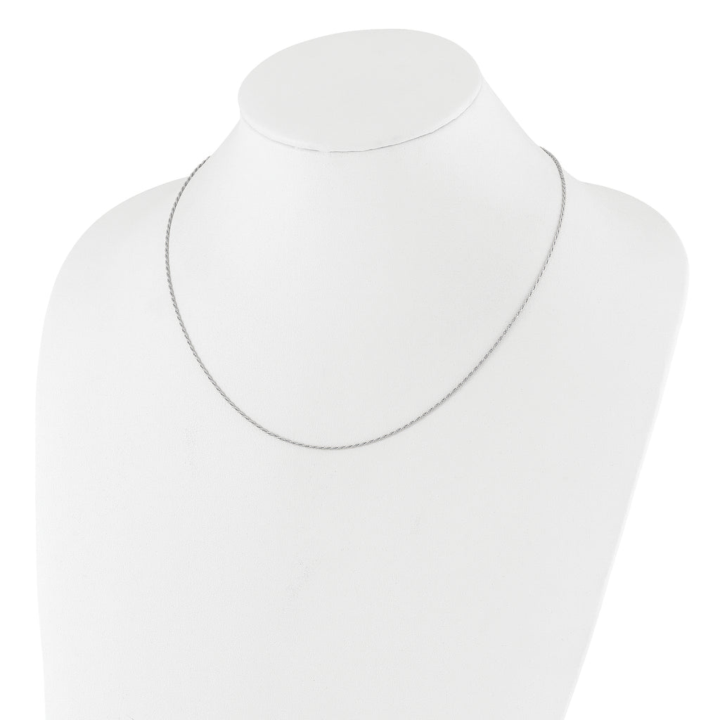 Sterling Silver RH-plated Adjustable 1.2mm D/C Rope Chain