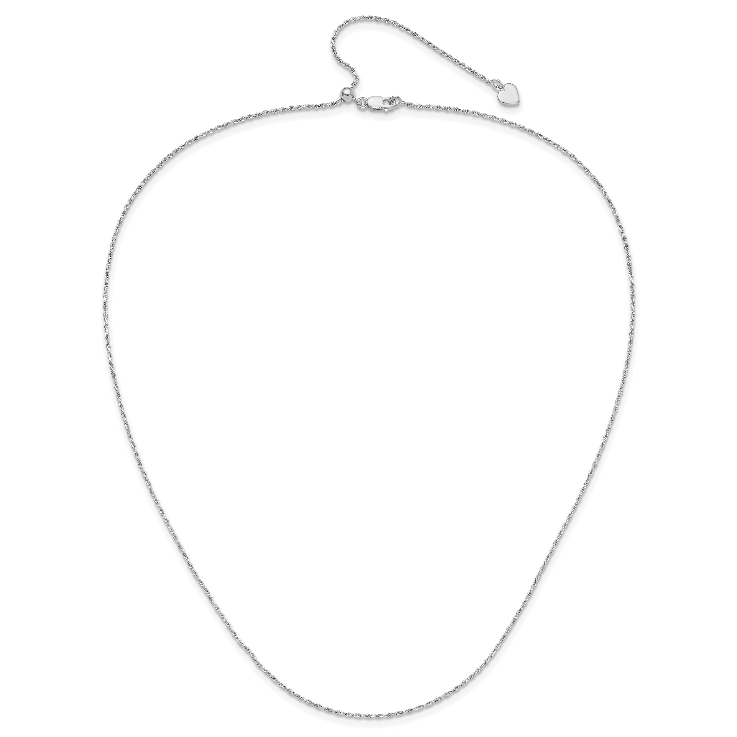 Sterling Silver RH-plated Adjustable 1.2mm D/C Rope Chain