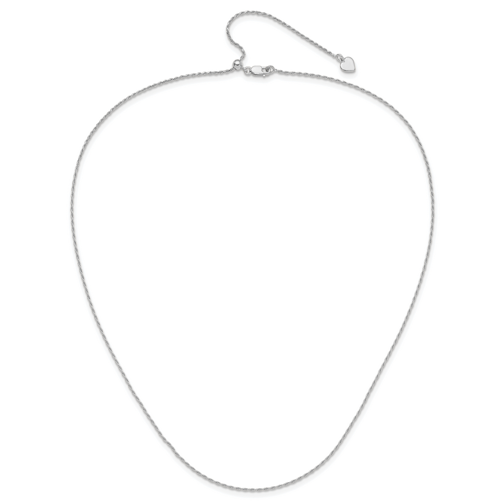Sterling Silver RH-plated Adjustable 1.2mm D/C Rope Chain