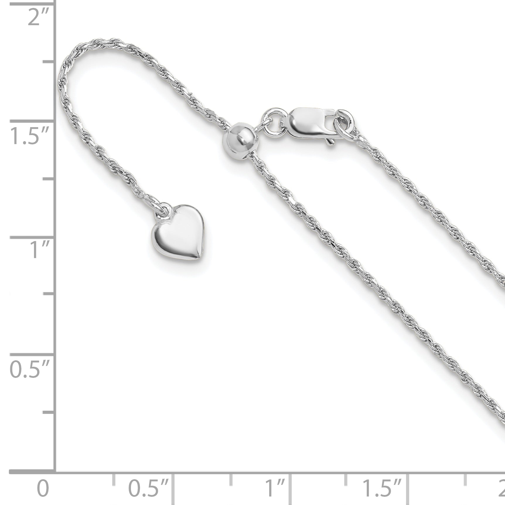 Sterling Silver RH-plated Adjustable 1.2mm D/C Rope Chain