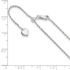 Sterling Silver RH-plated Adjustable 1.2mm D/C Rope Chain