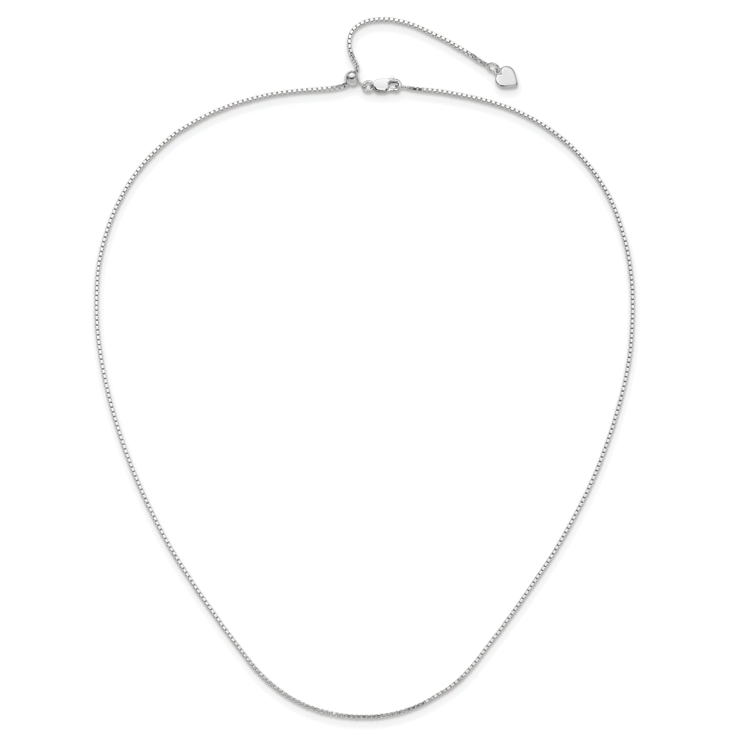 Sterling Silver RH-plated Adjustable 1.1mm Box Chain