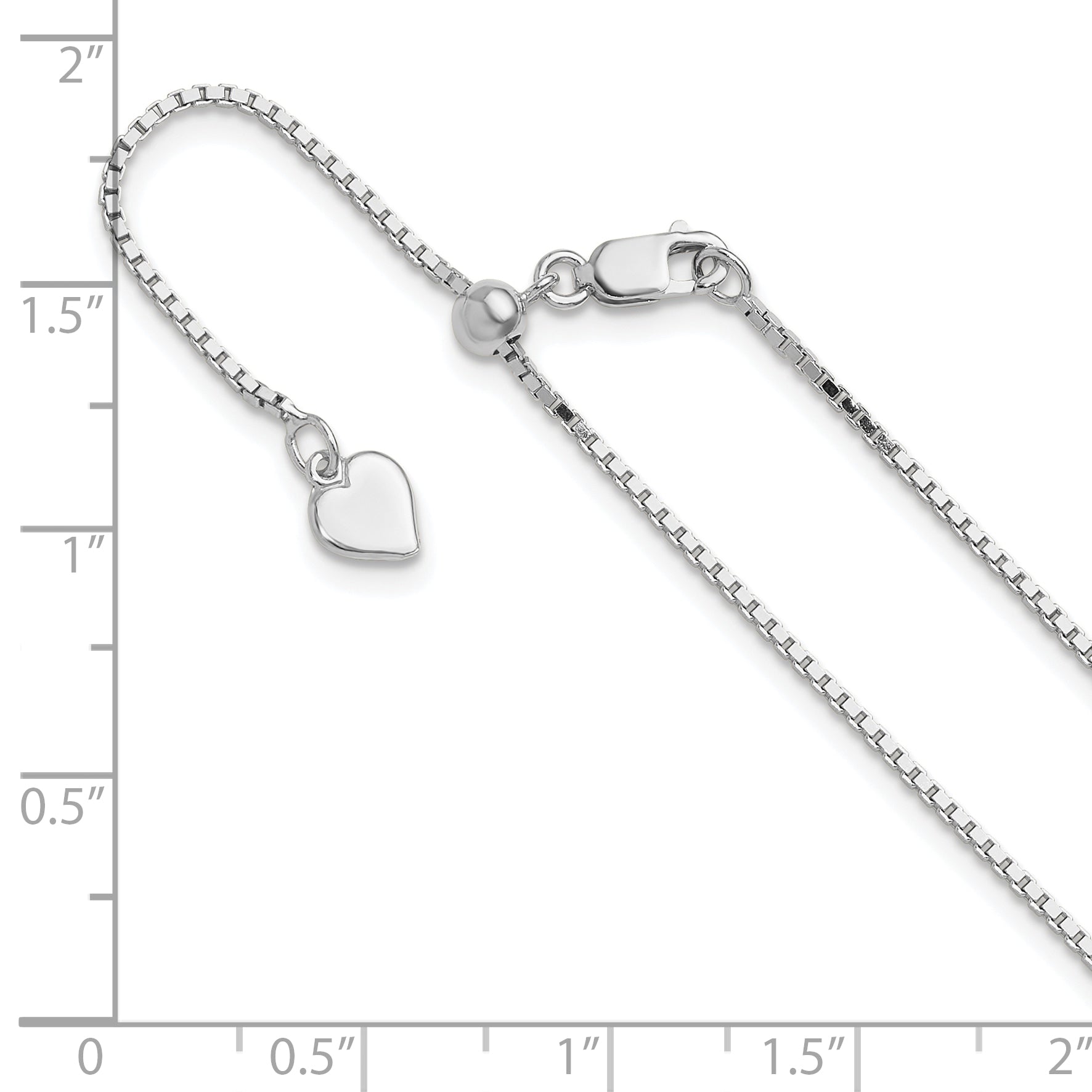Sterling Silver RH-plated Adjustable 1.1mm Box Chain