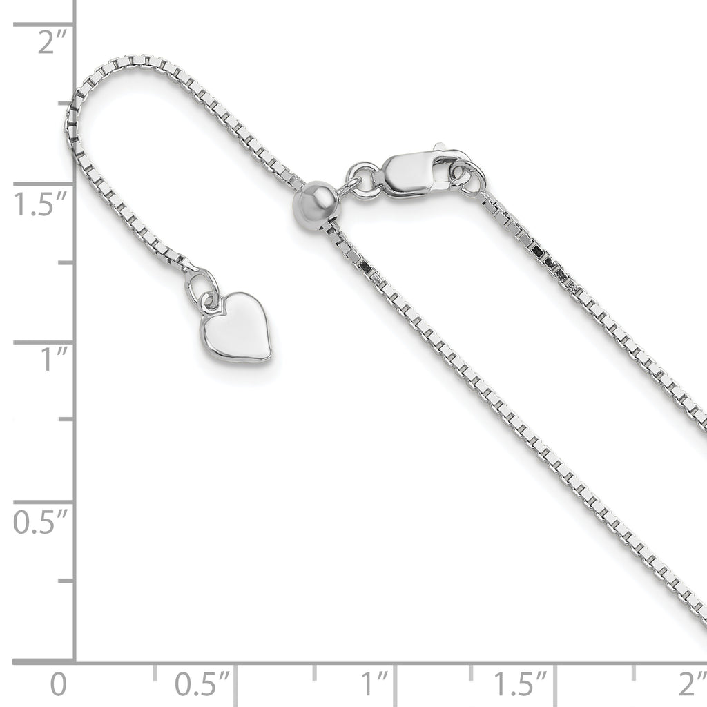 Sterling Silver RH-plated Adjustable 1.1mm Box Chain