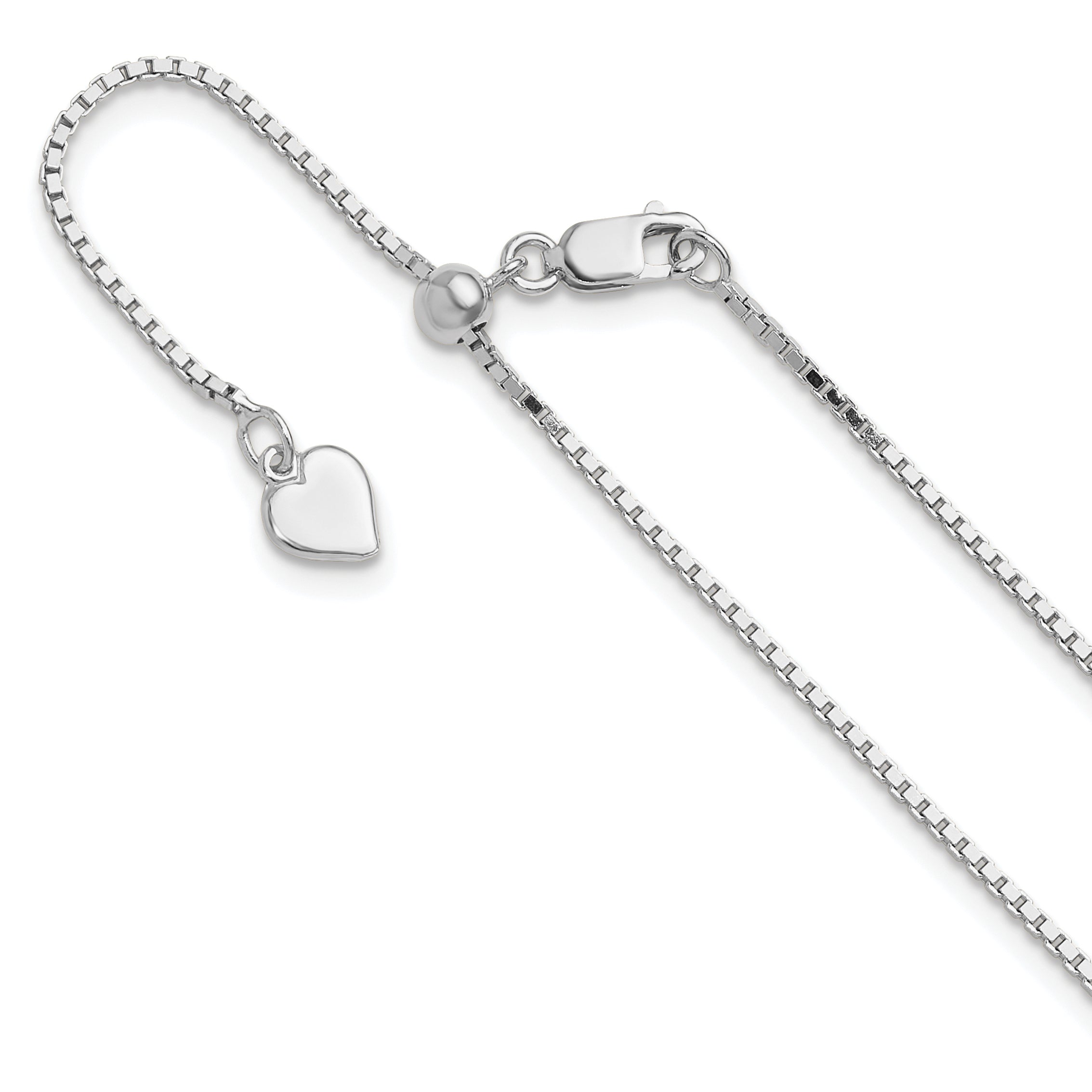 Sterling Silver RH-plated Adjustable 1.1mm Box Chain Main image