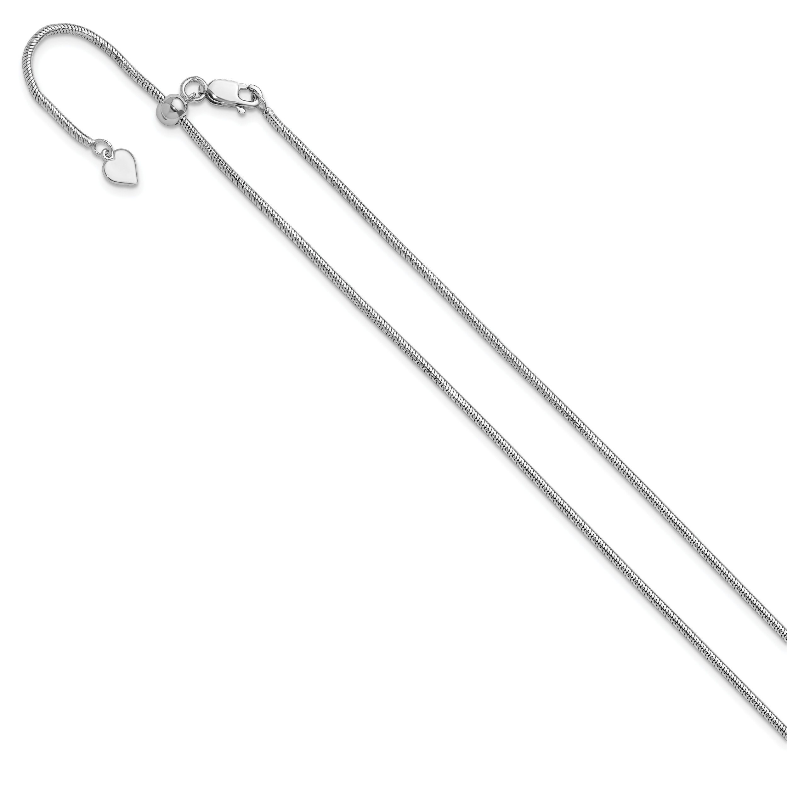Sterling Silver RH-plated Adjustable 1.6mm Snake Chain Secondary image