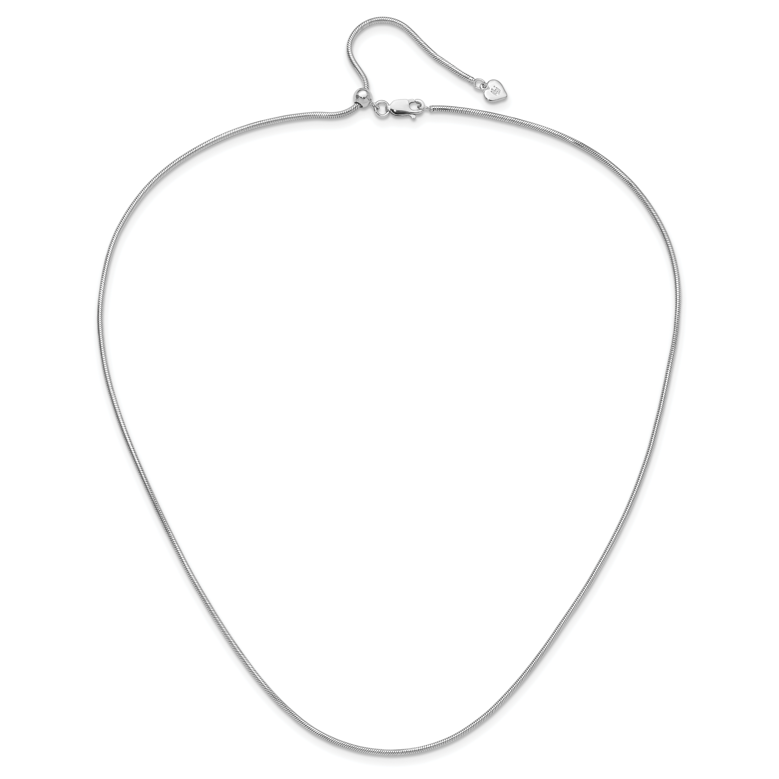 Sterling Silver RH-plated Adjustable 1.6mm Snake Chain