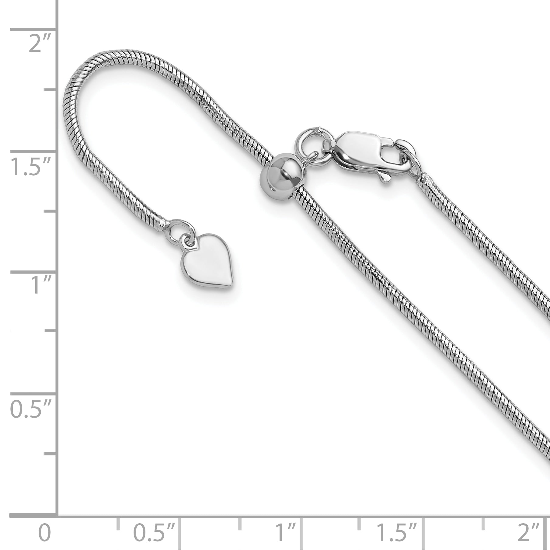 Sterling Silver RH-plated Adjustable 1.6mm Snake Chain