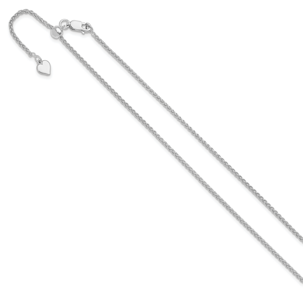 Sterling Silver RH-plated Adjustable 1.6mm Spiga Chain