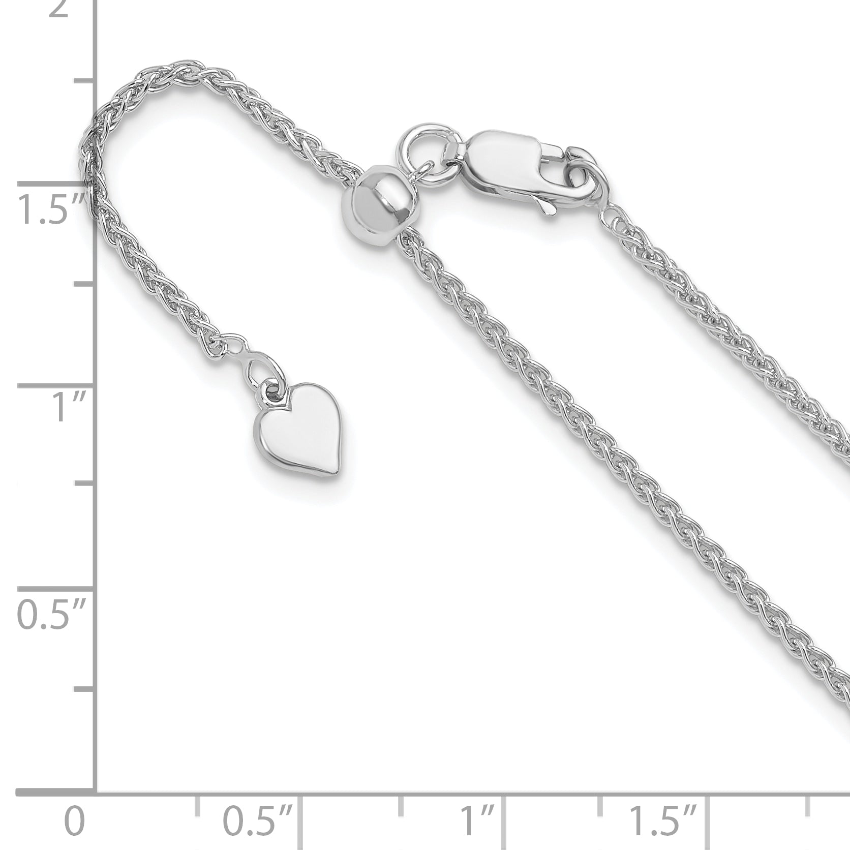Sterling Silver RH-plated Adjustable 1.6mm Spiga Chain