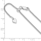 Sterling Silver RH-plated Adjustable 1.6mm Spiga Chain