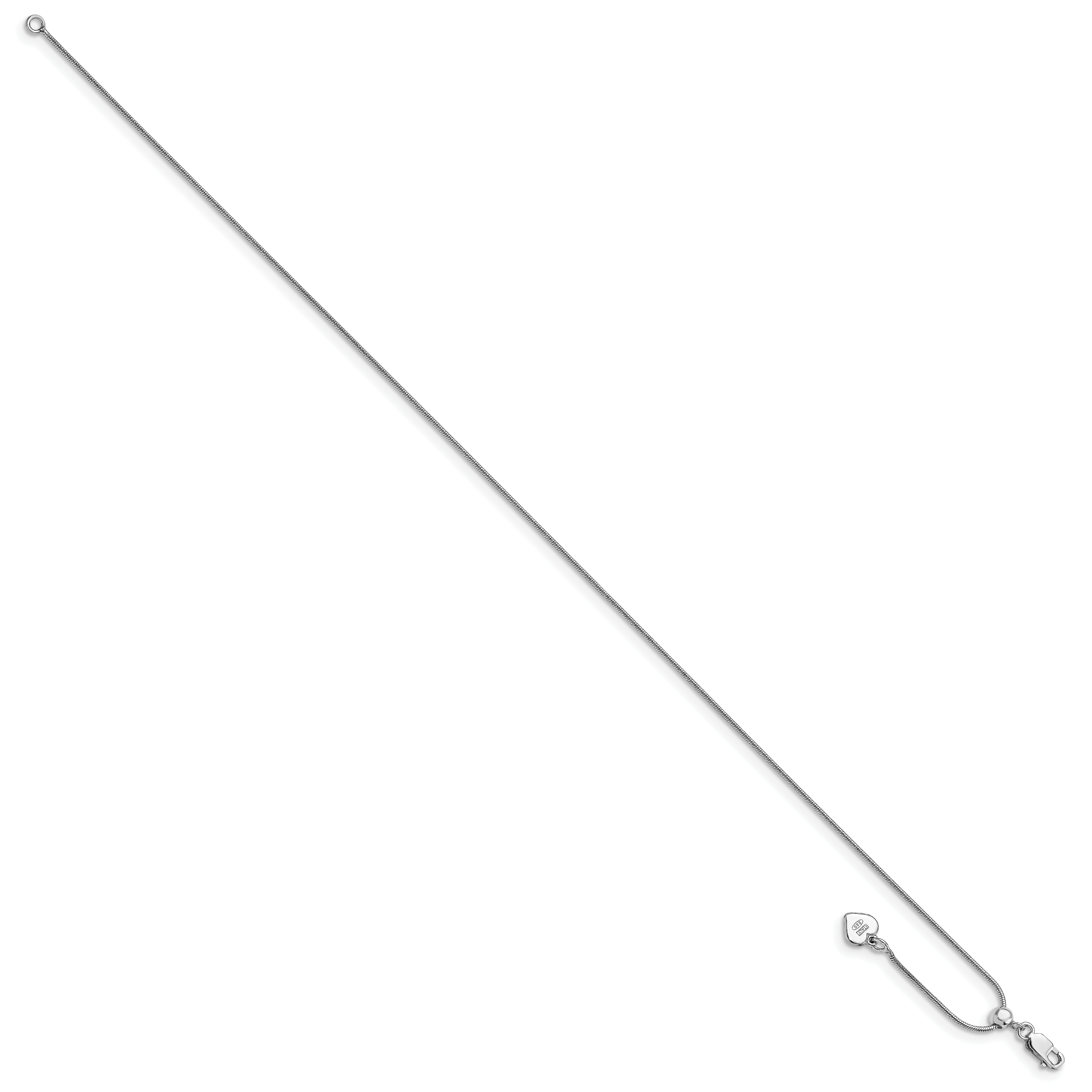 Sterling Silver RH-plated Adjustable Snake Chain Anklet