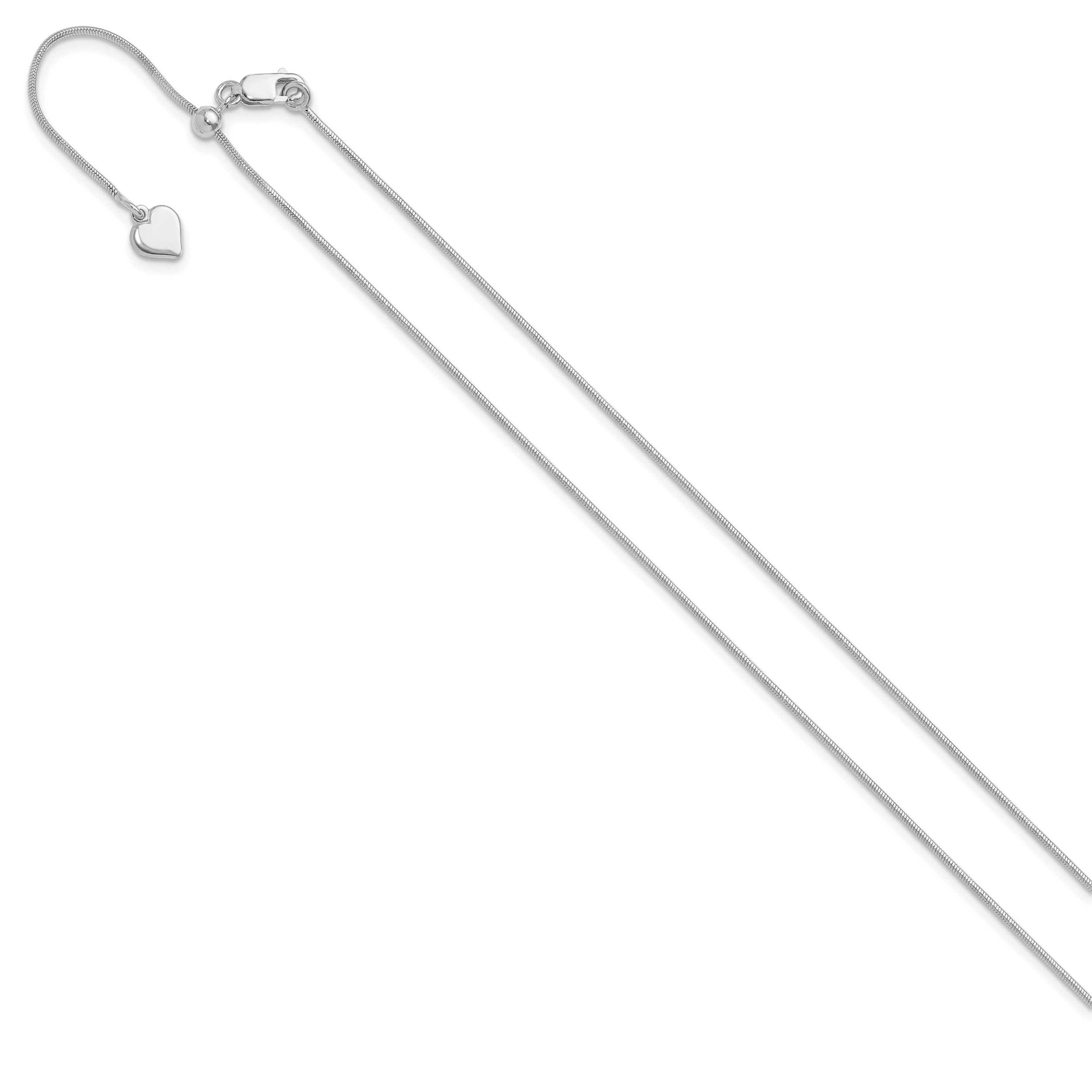 Sterling Silver RH-plated Adjustable .95mm Snake Chain Secondary image