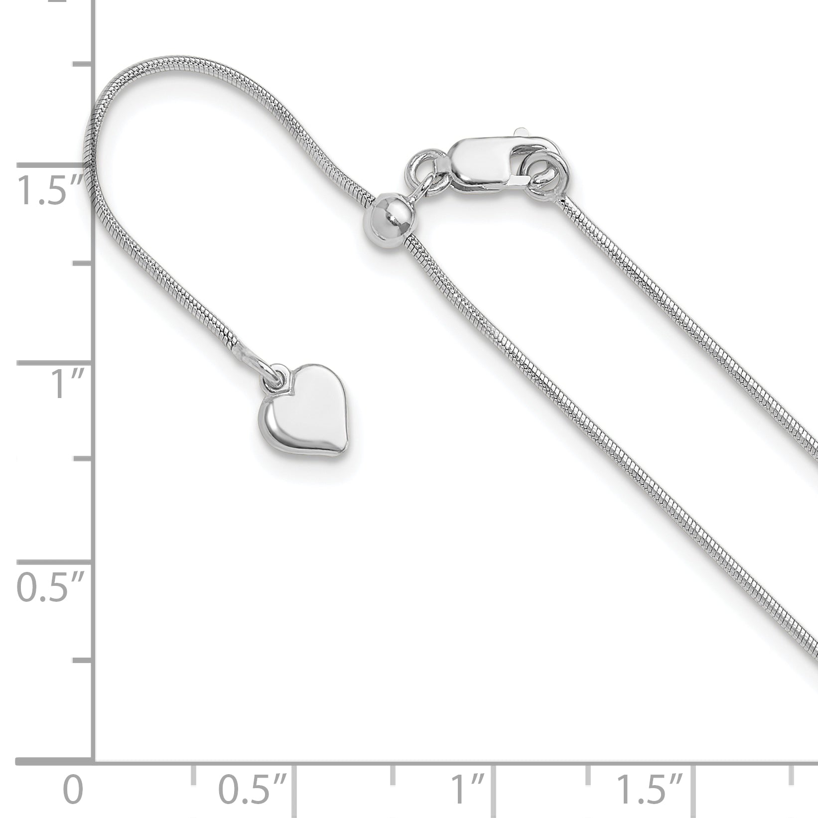 Sterling Silver RH-plated Adjustable .95mm Snake Chain