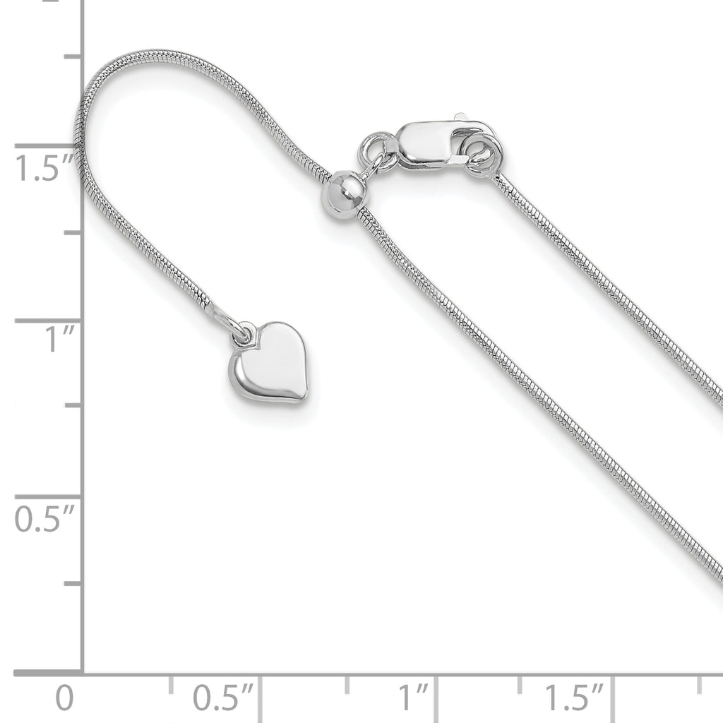 Sterling Silver RH-plated Adjustable .95mm Snake Chain