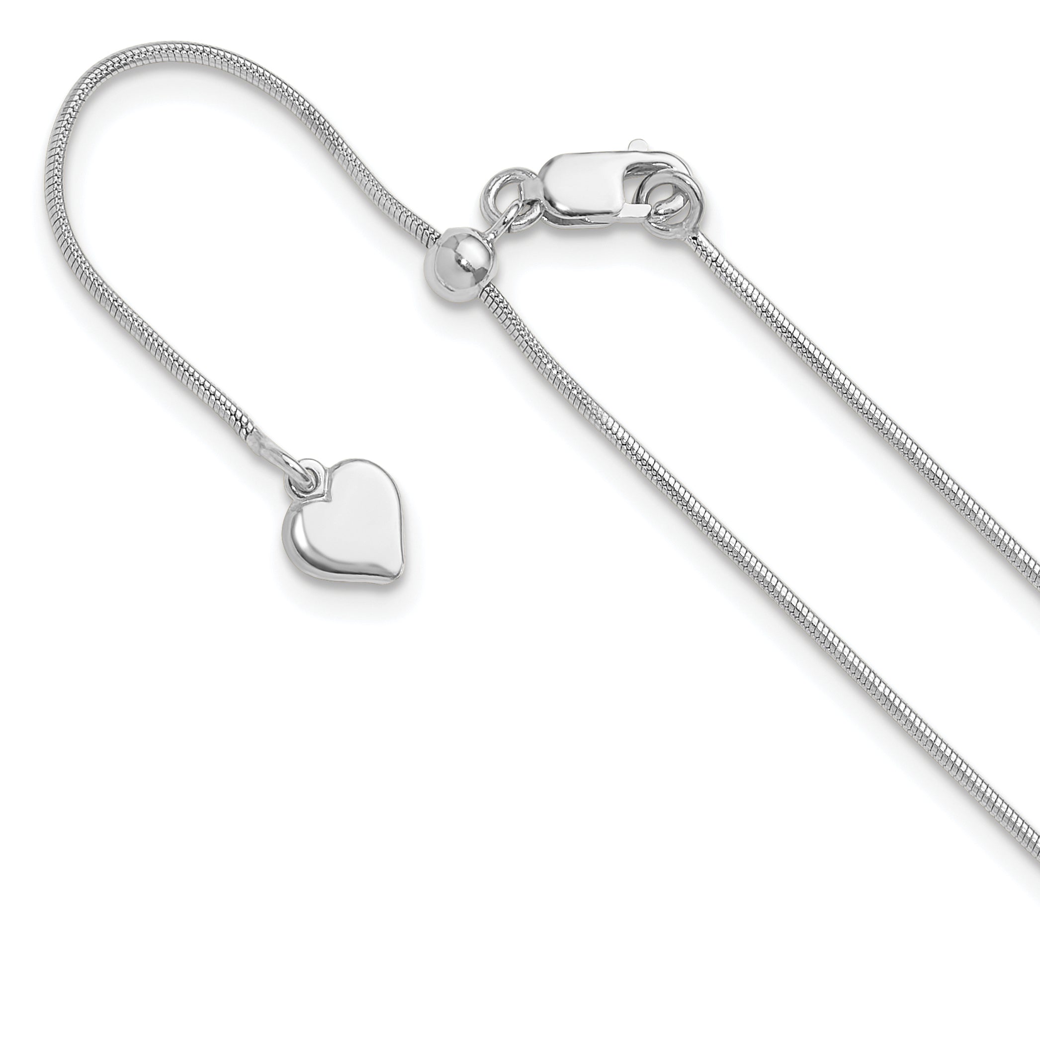 Sterling Silver RH-plated Adjustable .95mm Snake Chain Main image