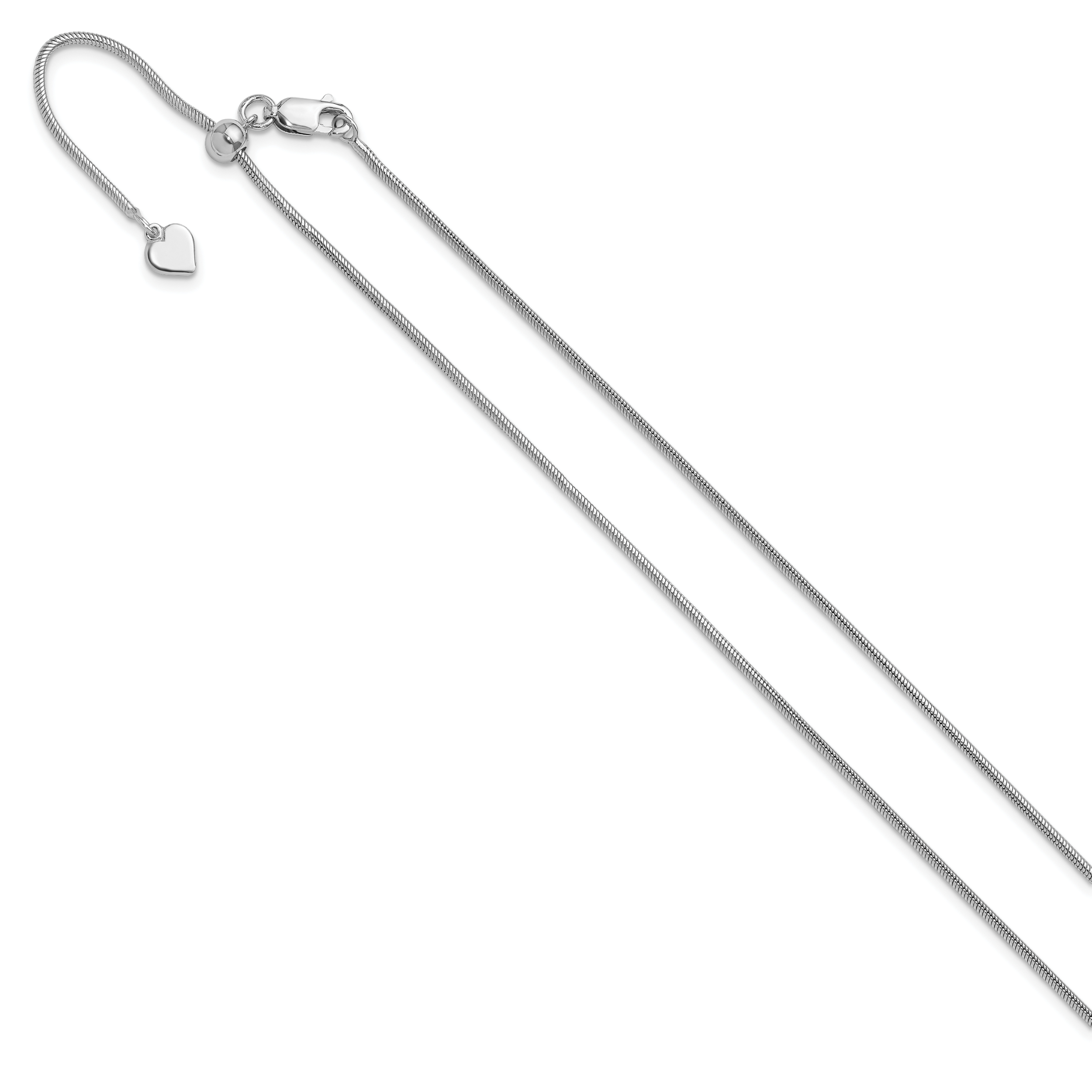 Sterling Silver RH-plated Adjustable 1.4mm Snake Chain Secondary image