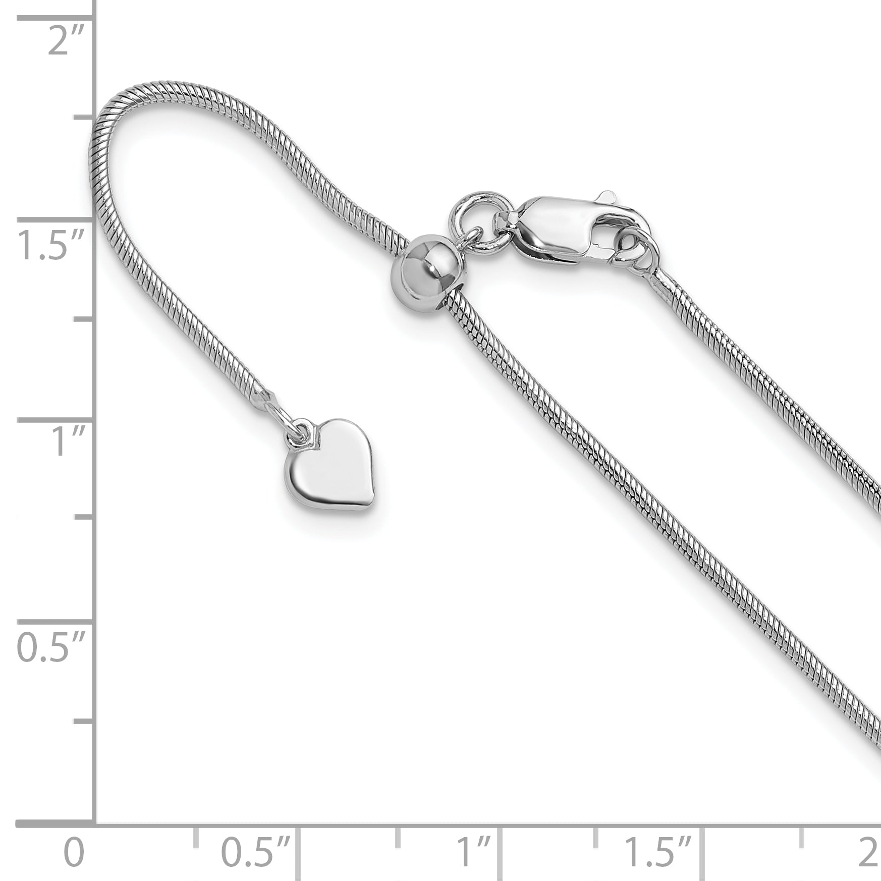 Sterling Silver RH-plated Adjustable 1.4mm Snake Chain