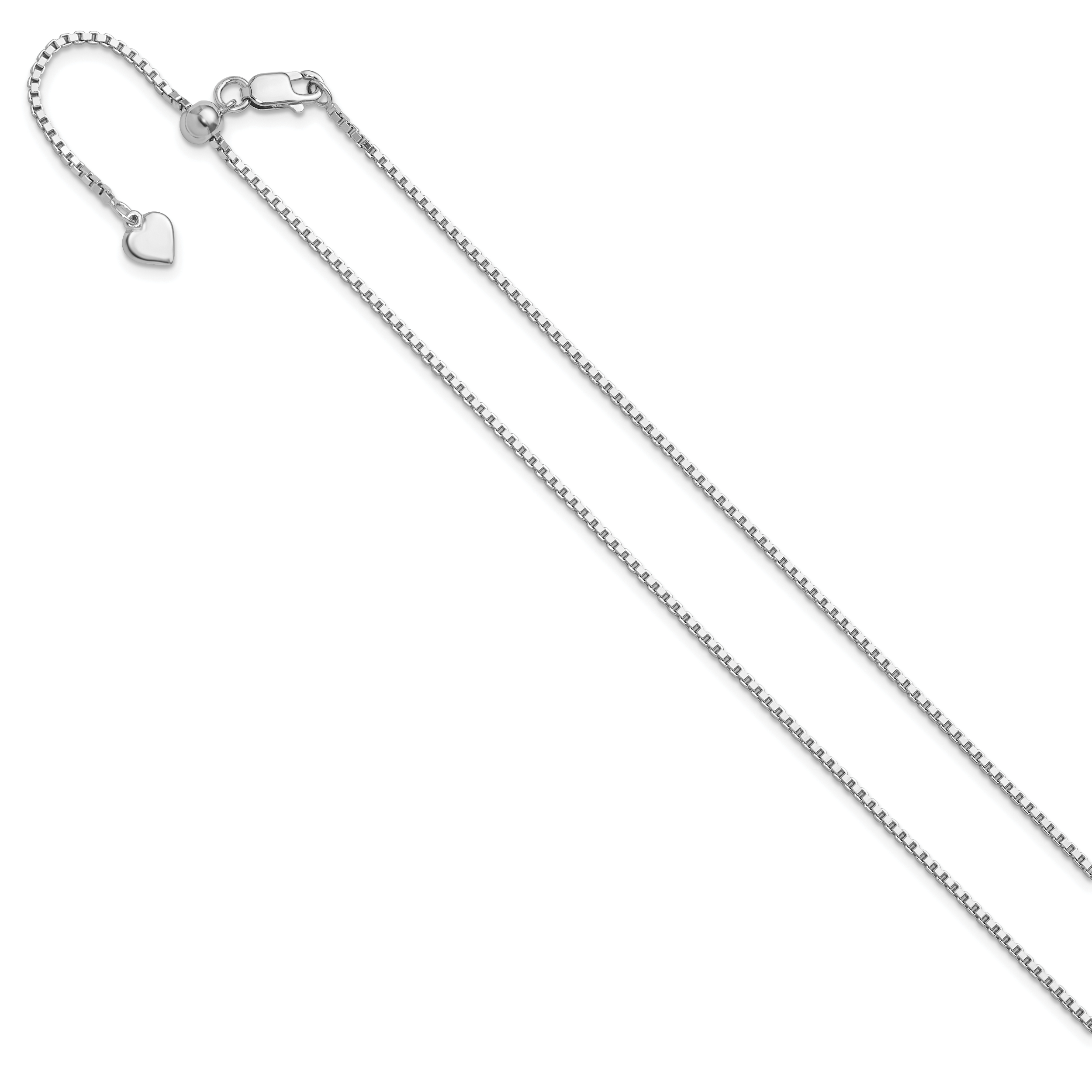 Sterling Silver RH-plated Adjustable 1.3mm Box Chain Secondary image