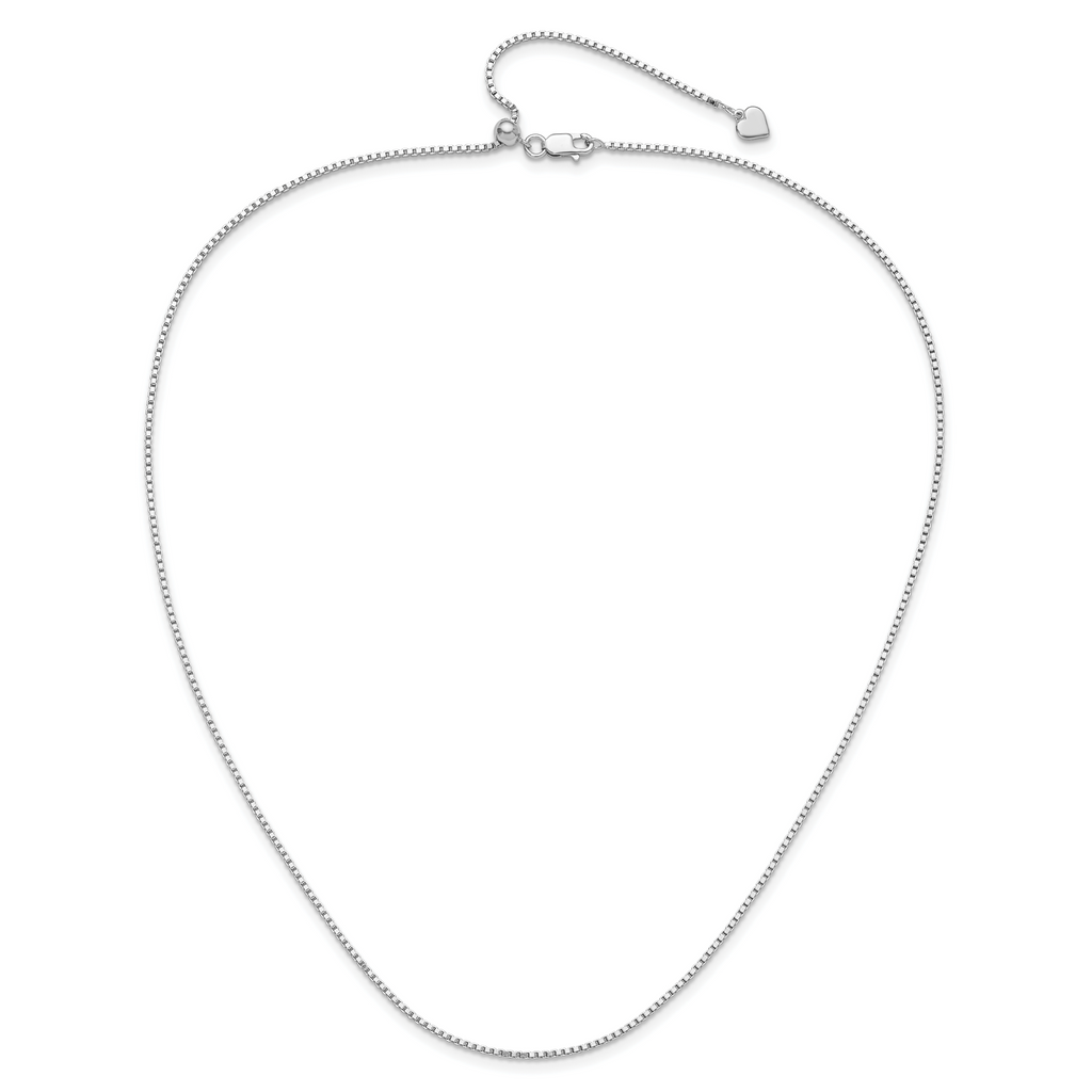 Sterling Silver RH-plated Adjustable 1.3mm Box Chain