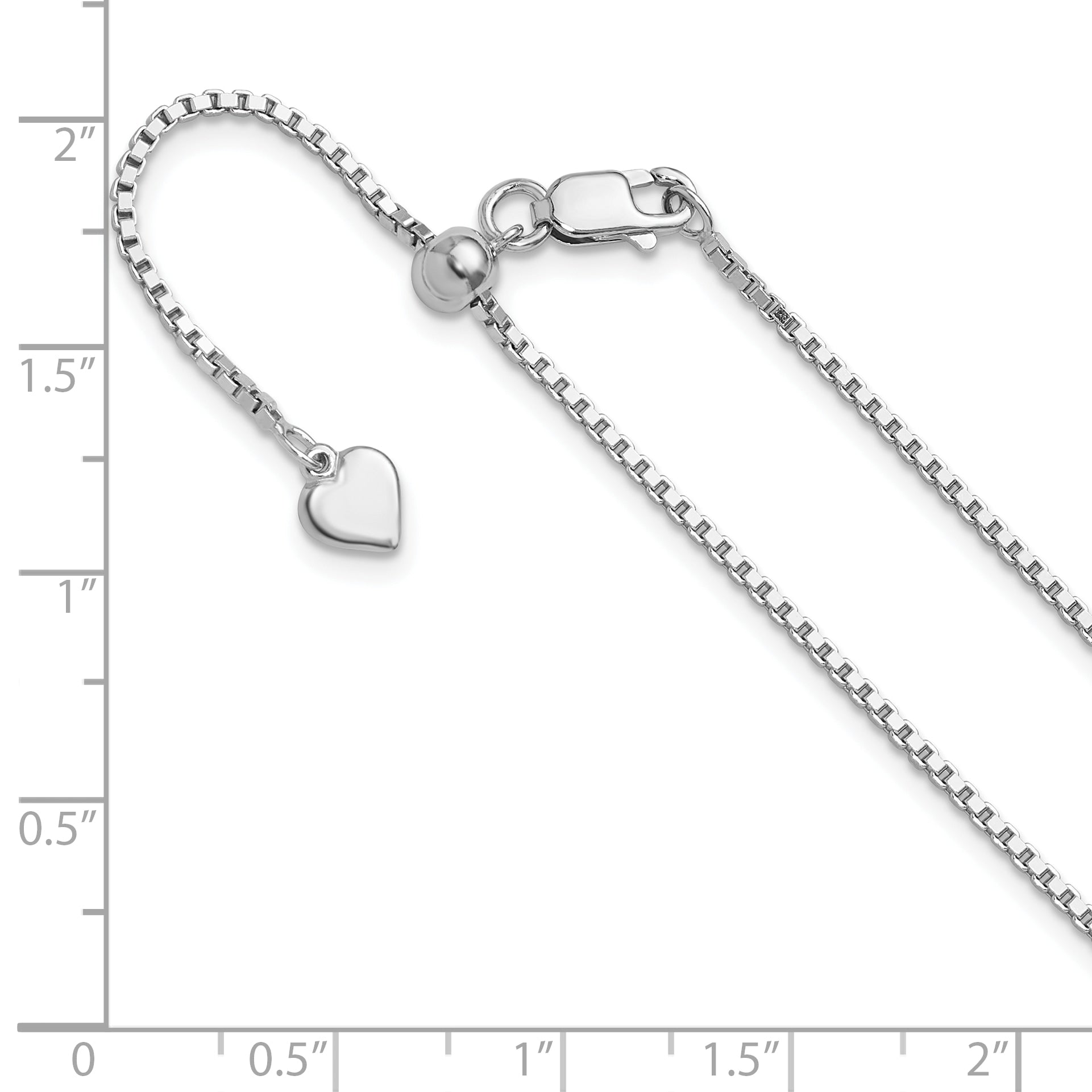 Sterling Silver RH-plated Adjustable 1.3mm Box Chain