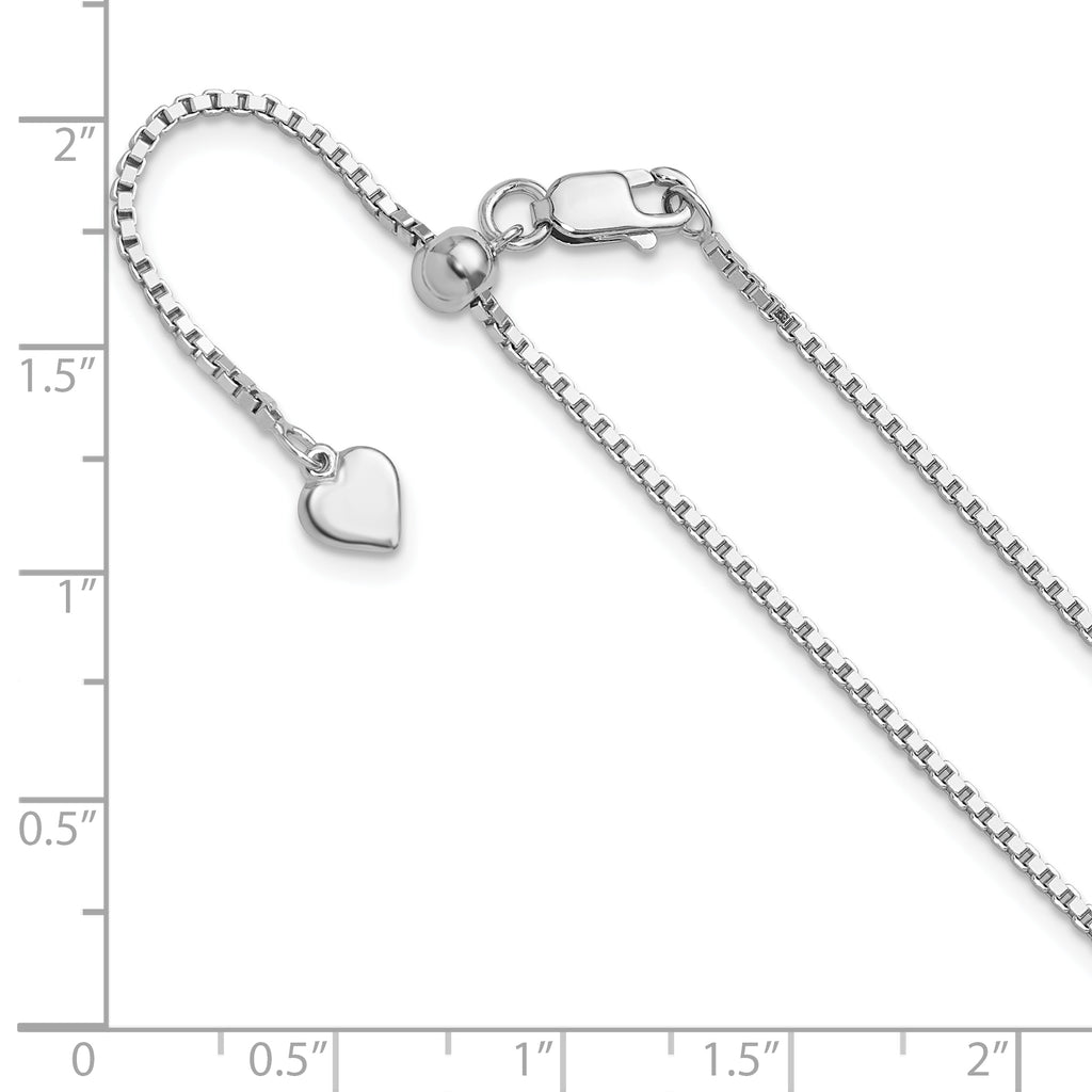 Sterling Silver RH-plated Adjustable 1.3mm Box Chain