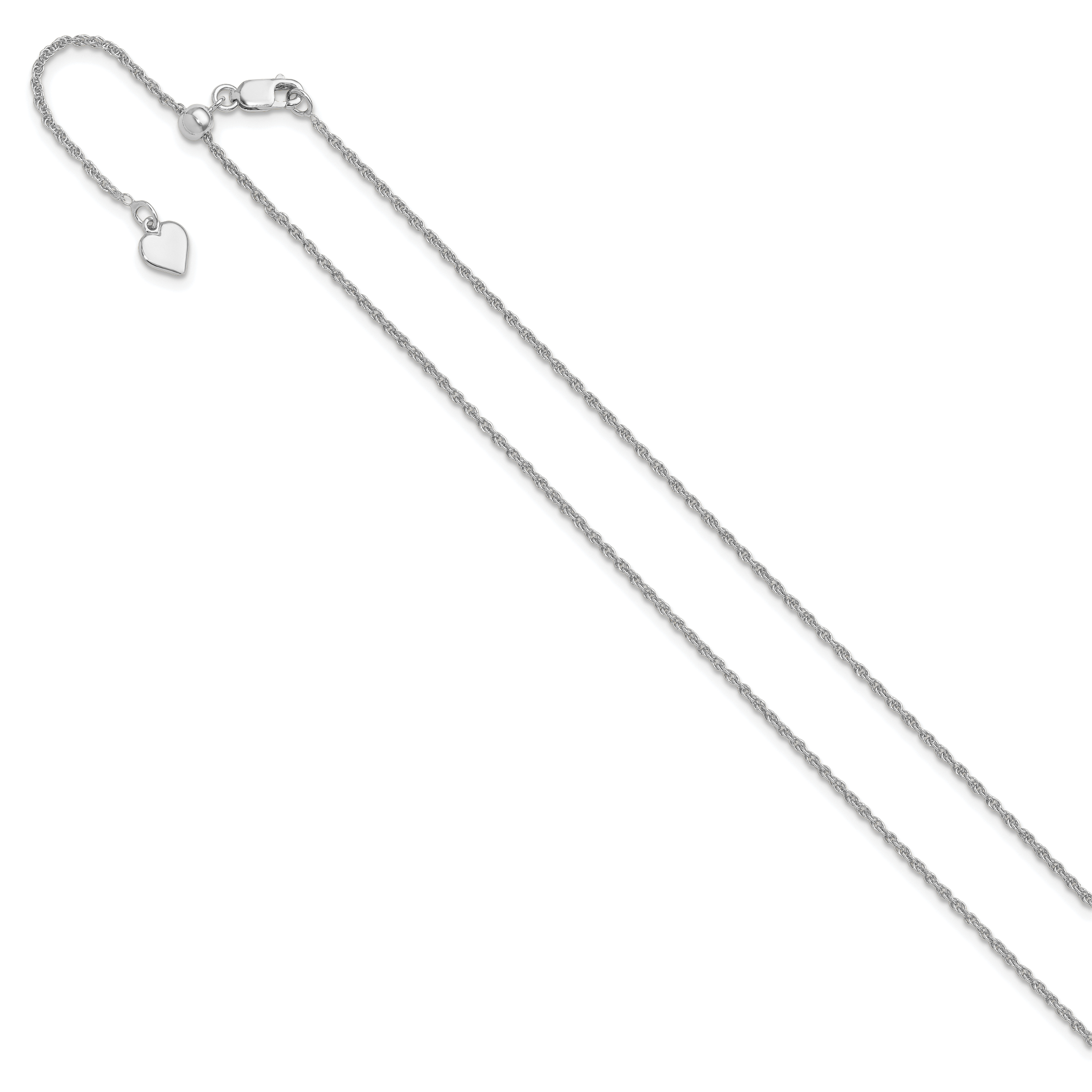 Sterling Silver RH-plated Adjustable 1.35mm Loose Rope Chain