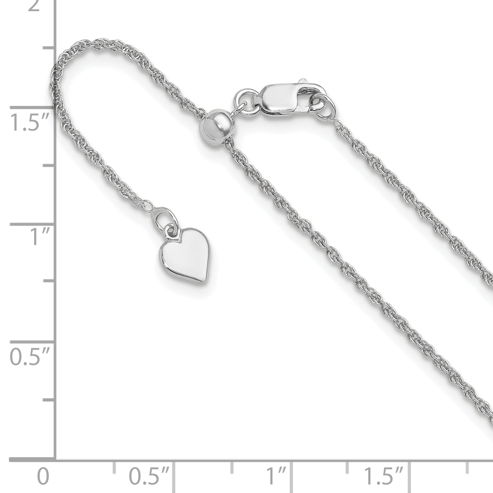 Sterling Silver RH-plated Adjustable 1.35mm Loose Rope Chain