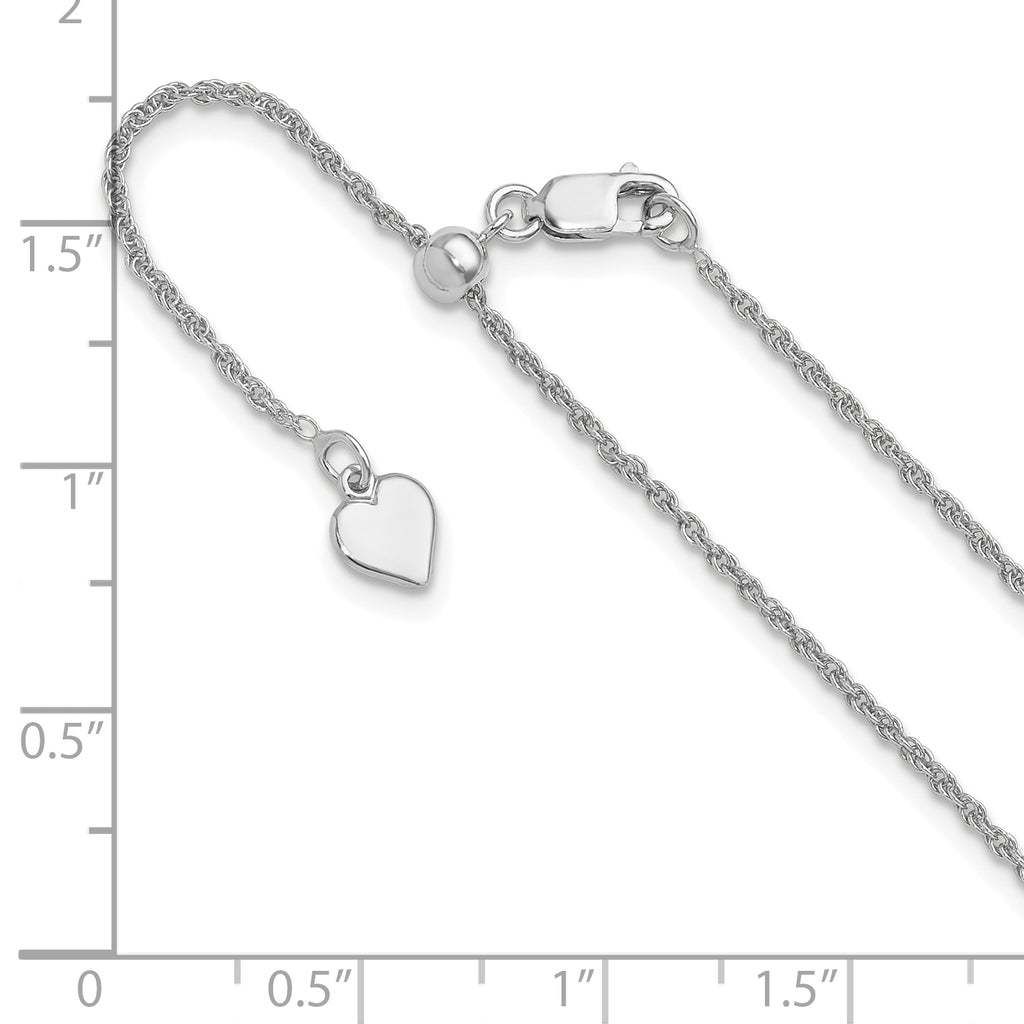 Sterling Silver RH-plated Adjustable 1.35mm Loose Rope Chain