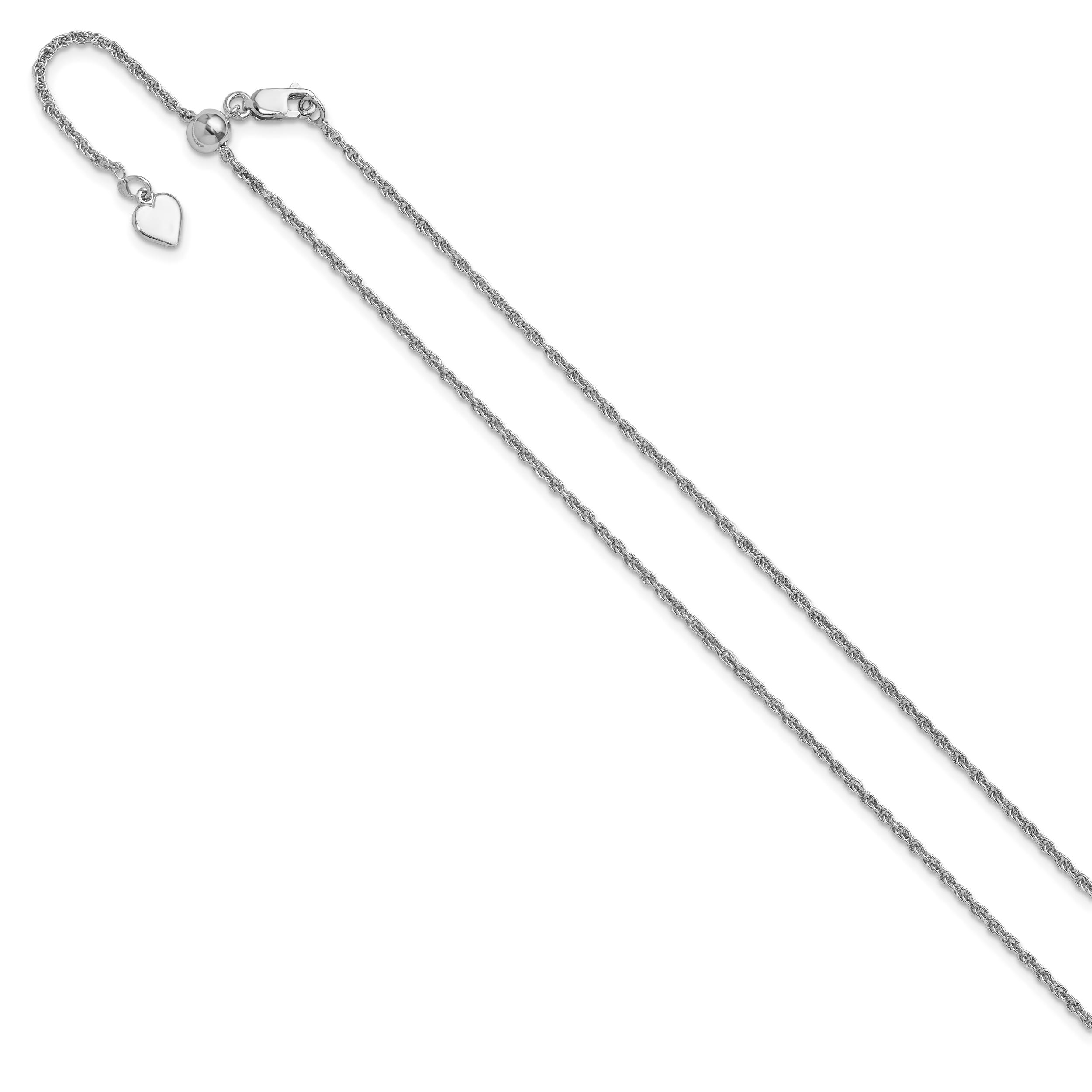 Sterling Silver RH-plated Adjustable 1.55mm Loose Rope Chain