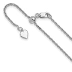 Sterling Silver RH-plated Adjustable 1.55mm Loose Rope Chain