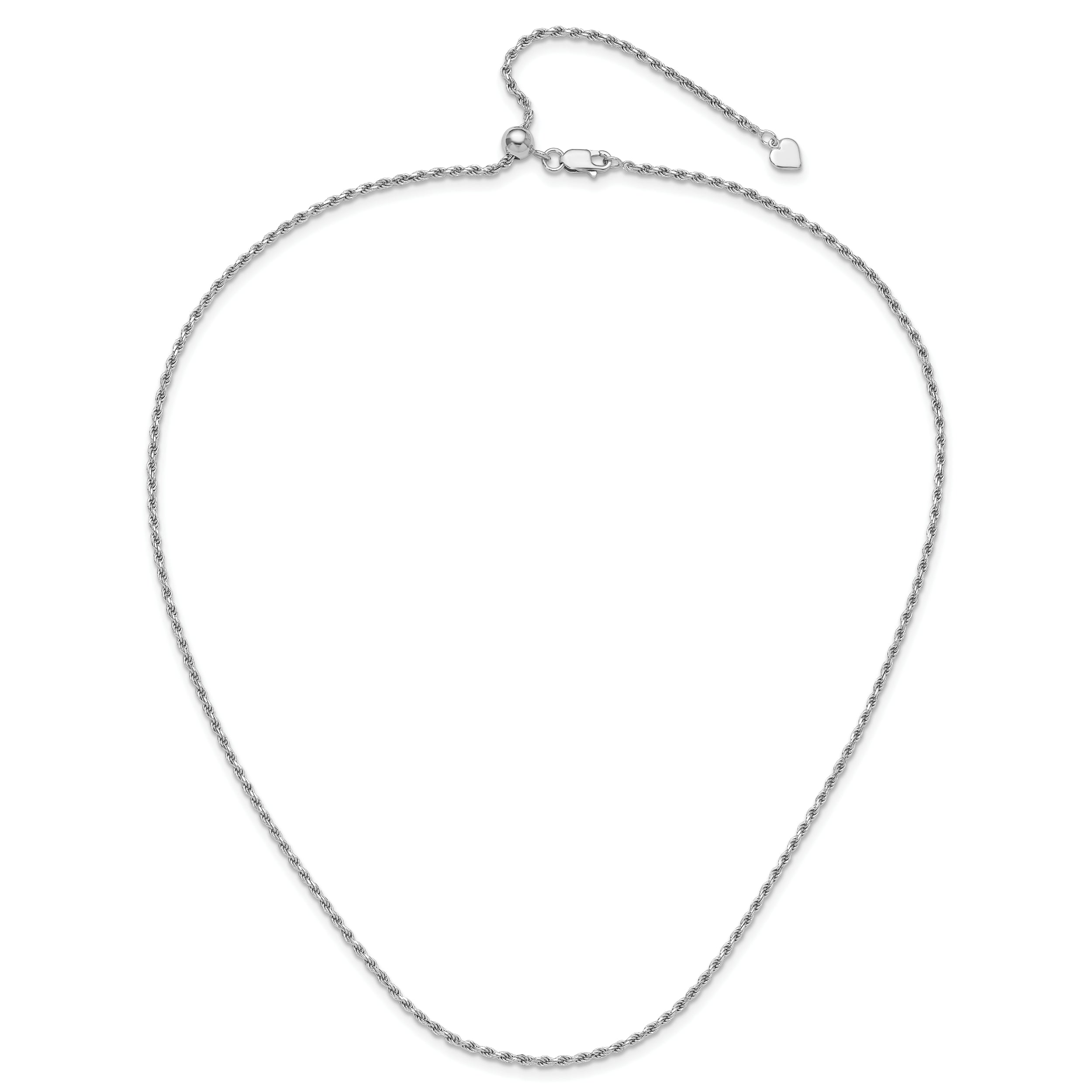 Sterling Silver RH-plated Adjustable 2mm D/C Rope Chain
