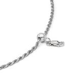 Sterling Silver RH-plated Adjustable 2mm D/C Rope Chain