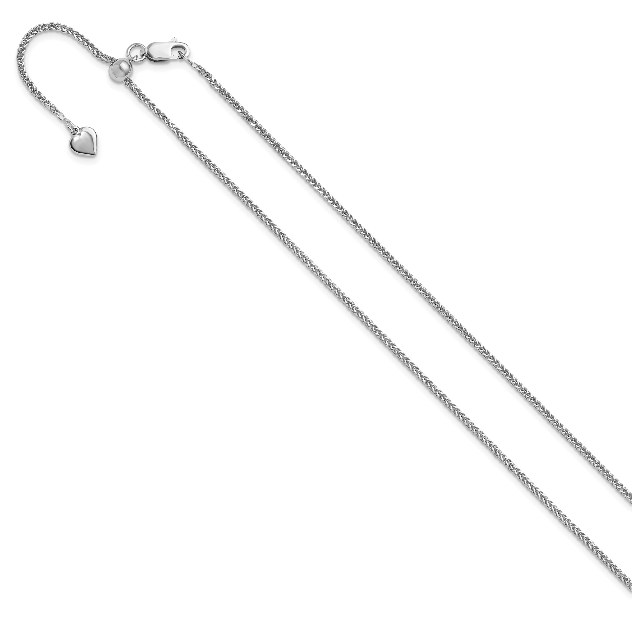 Sterling Silver RH-plt Adjustable 1.45mm D/C Square Spiga Chain
