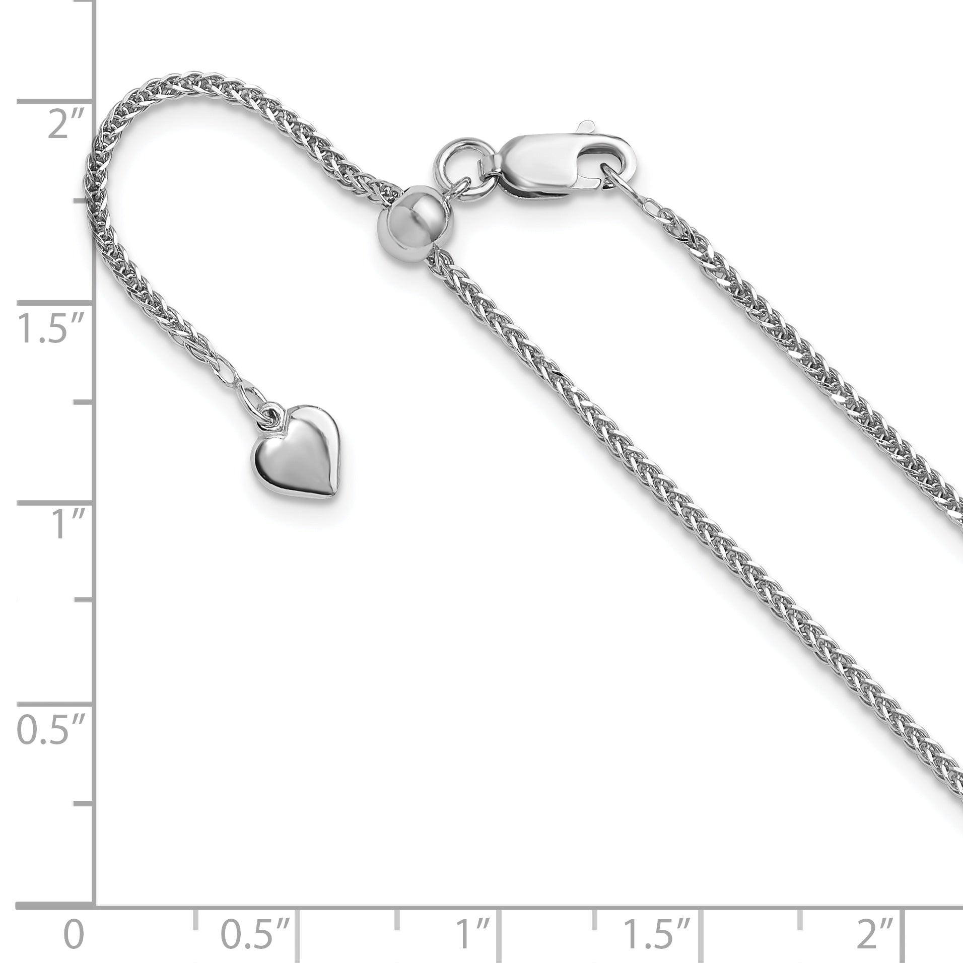 Sterling Silver RH-plt Adjustable 1.45mm D/C Square Spiga Chain