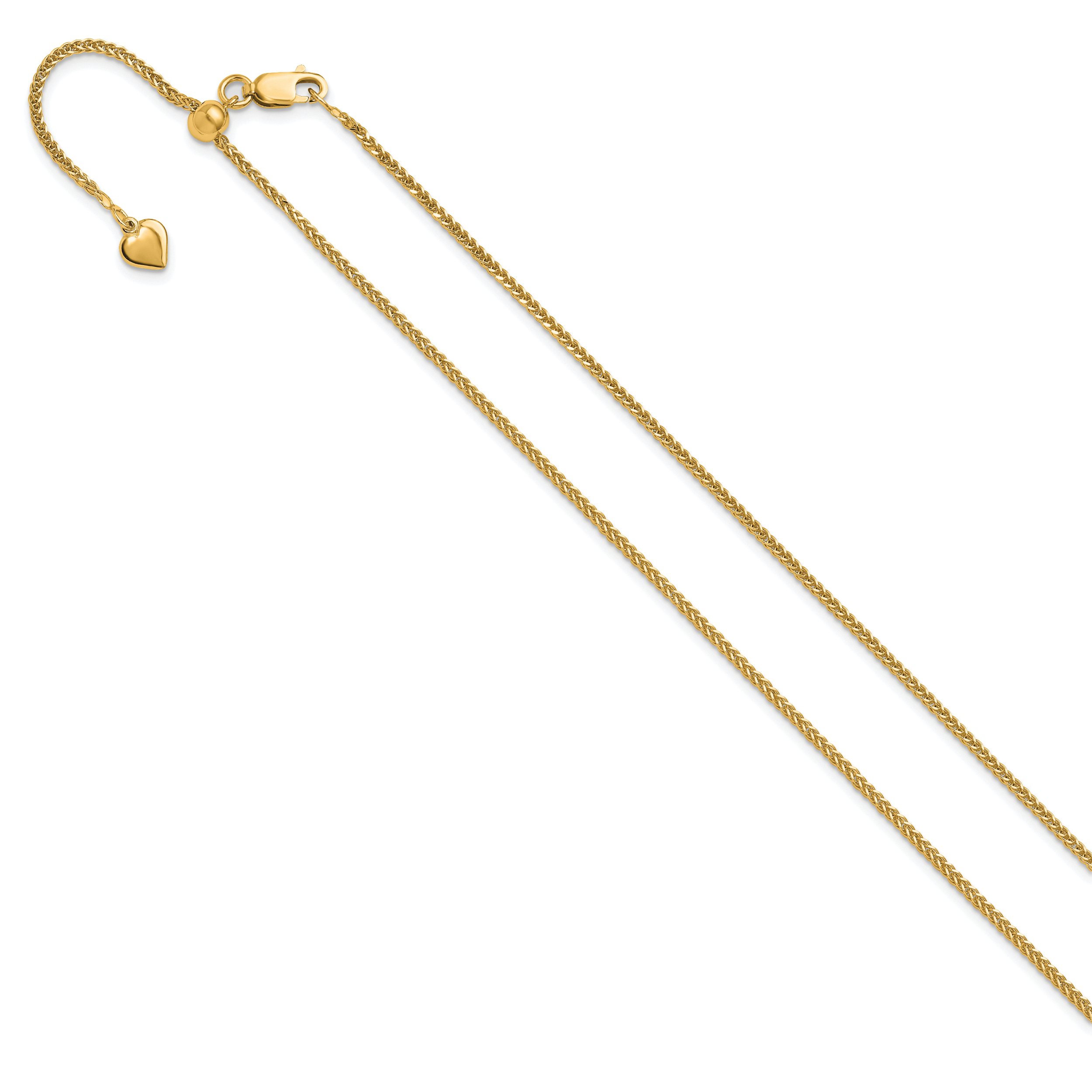 Sterling Silver Gold-plt Adjustable 1.45mm D/C Square Spiga Chain Secondary image